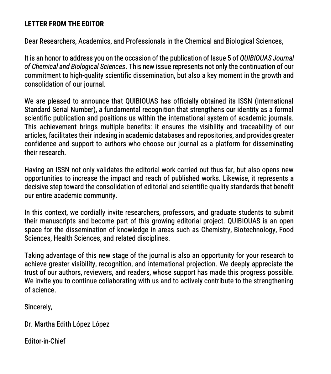 EDITOR LETTER