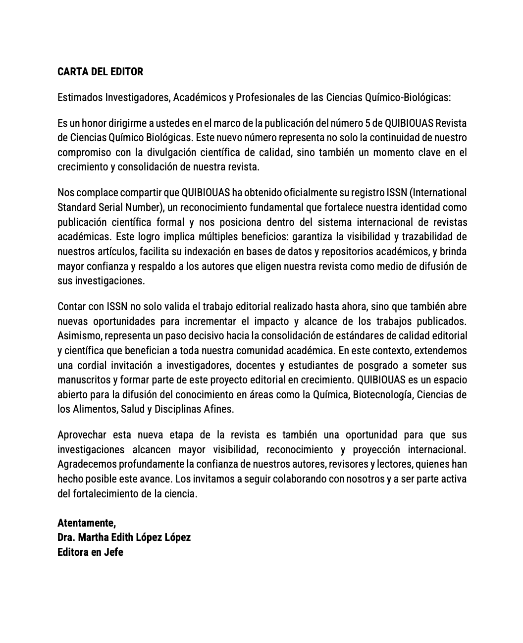 CARTA DEL EDITOR