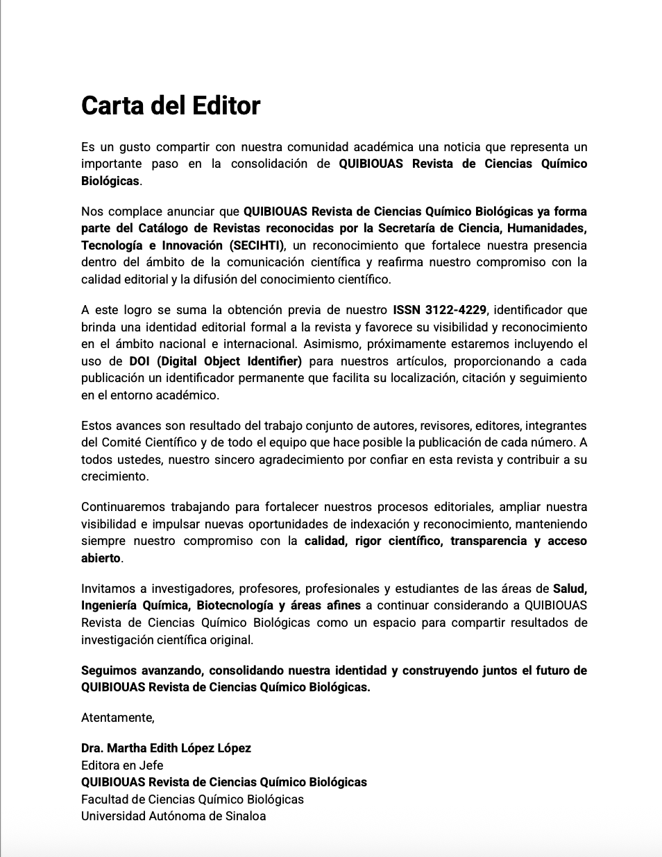 CARTA DEL EDITOR
