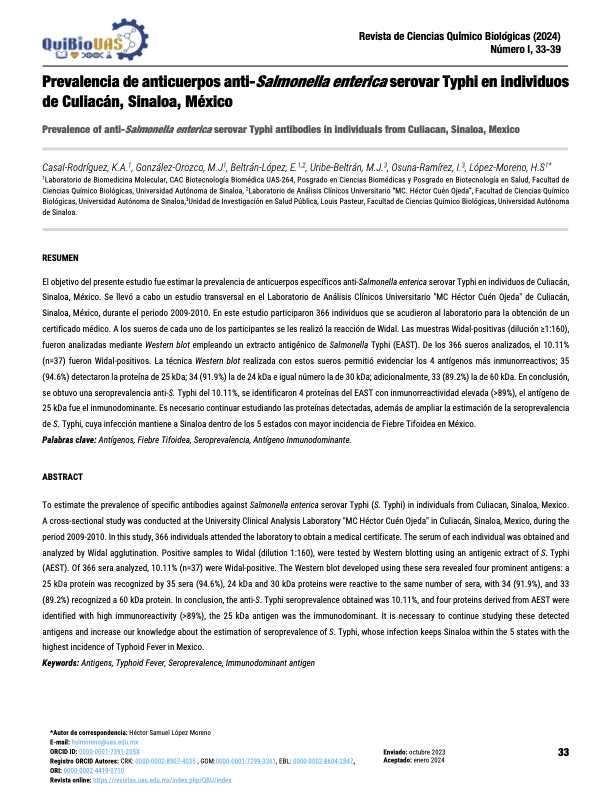 Prevalence of anti-Salmonella enterica serovar Typhi antibodies In