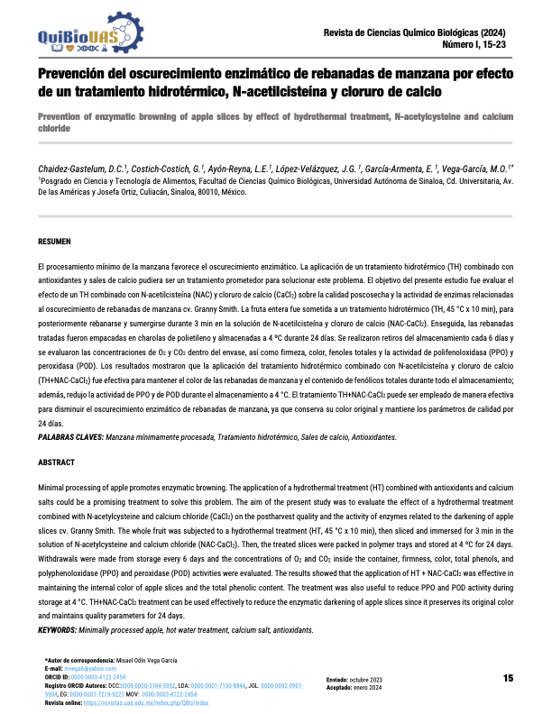 Prevention of enzymatic browning of apple slices by effect of hydrothermal treatment,