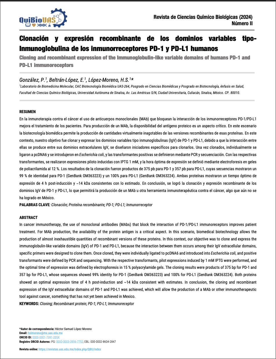 Cloning and recombinant expression of the Immunoglobulin-like variable domains of humans PD-1 and PD-L1 immunoreceptors