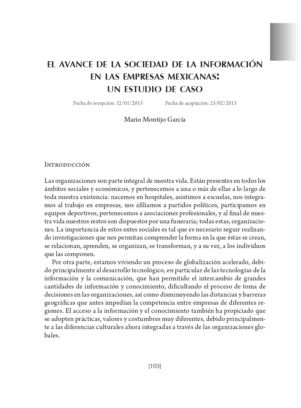 Portada El avance de la sociedad de la información en las empresas mexicanas: un estudio de caso