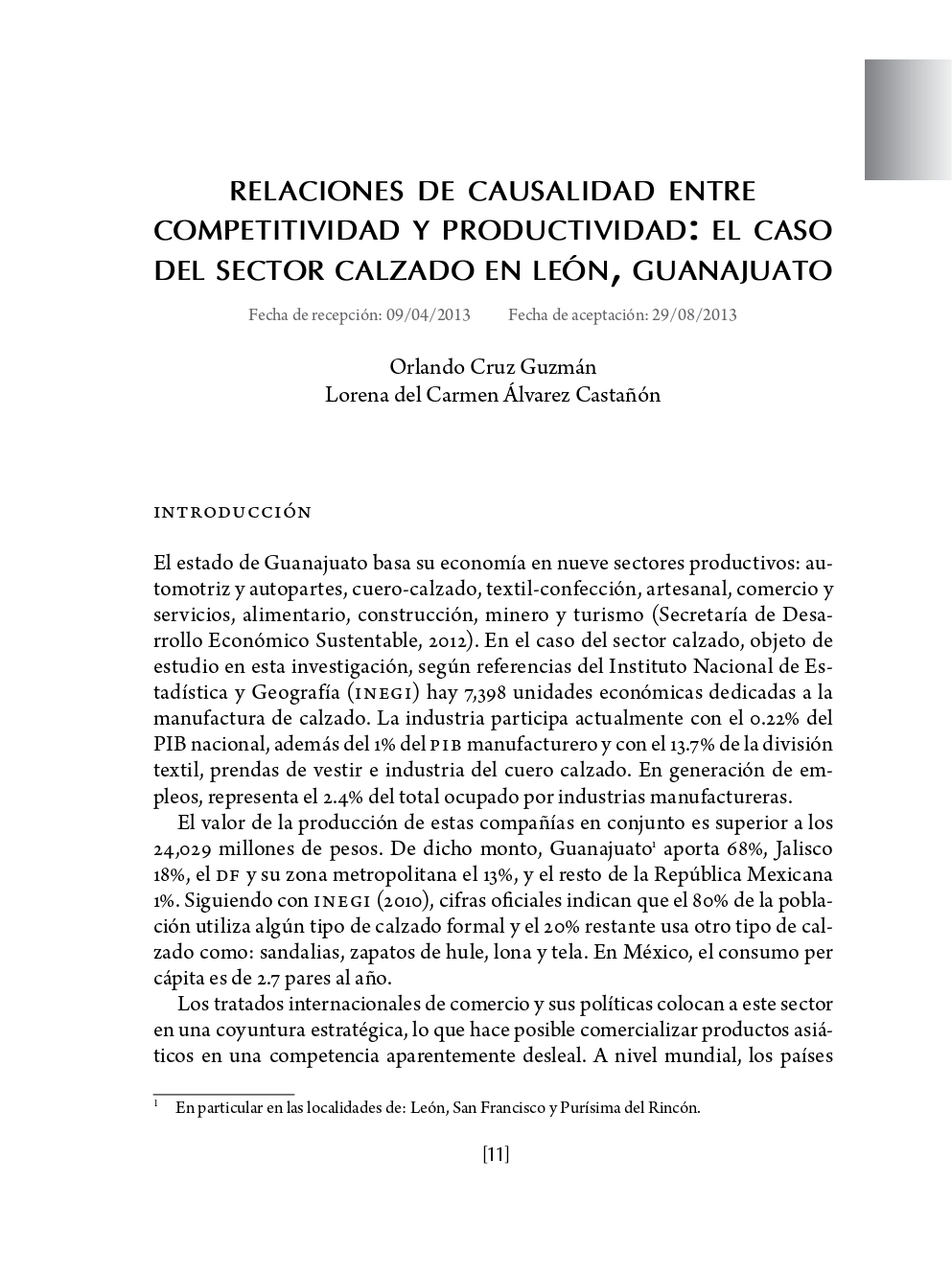 Portada Relaciones de causalidad entre competitividad y productividad: el caso del sector calzado en León, Guanajuato.