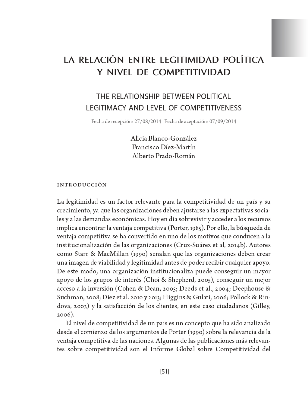 Portada La relación entre legitimidad política y nivel de competitividad