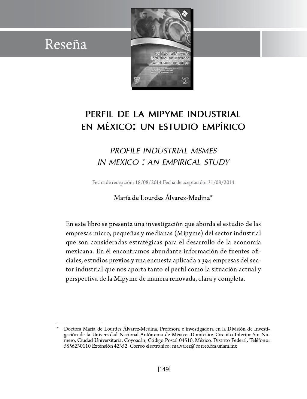 Portada Perfil de la mipyme industrial en México: un estudio empírico