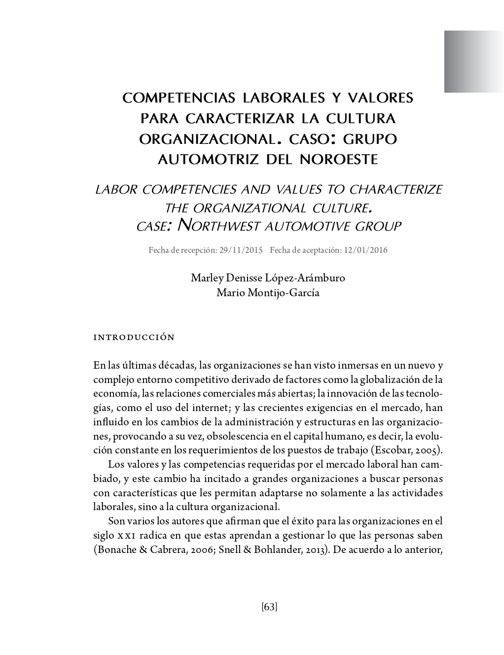 Portada Competencias laborales y valores para caracterizar la cultura organizacional. Caso: grupo automotriz del noroeste