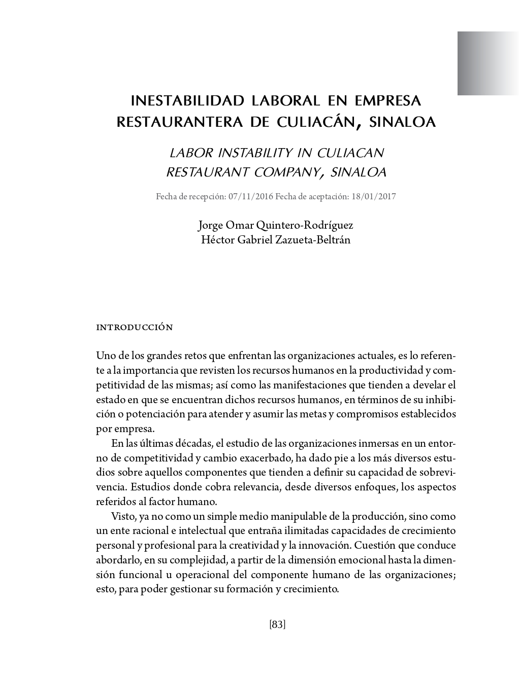 Portada Inestabilidad laboral en empresa restaurantera de Culiacán, Sinaloa
