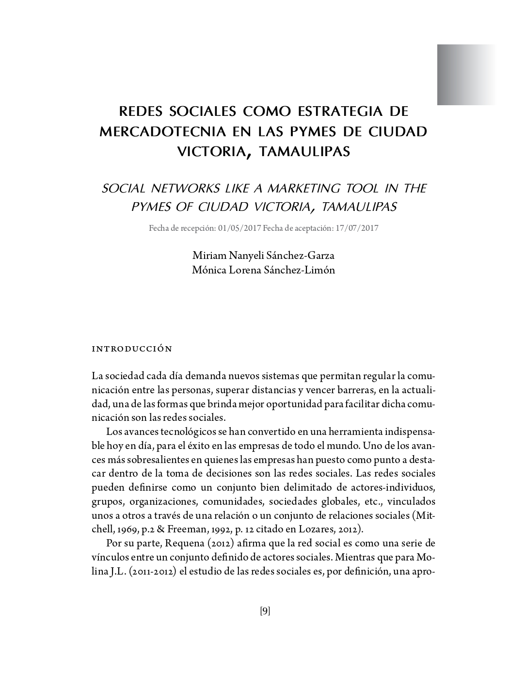 Portada Redes sociales como estrategia de mercadotecnia en las pymes de Ciudad Victoria, Tamaulipas