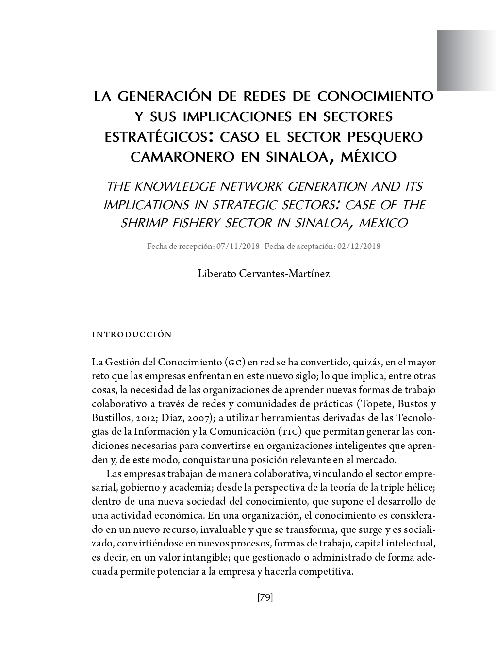 Portada La generación de redes de conocimiento y sus implicaciones en sectores estratégicos: caso el sector pesquero camaronero en Sinaloa, México