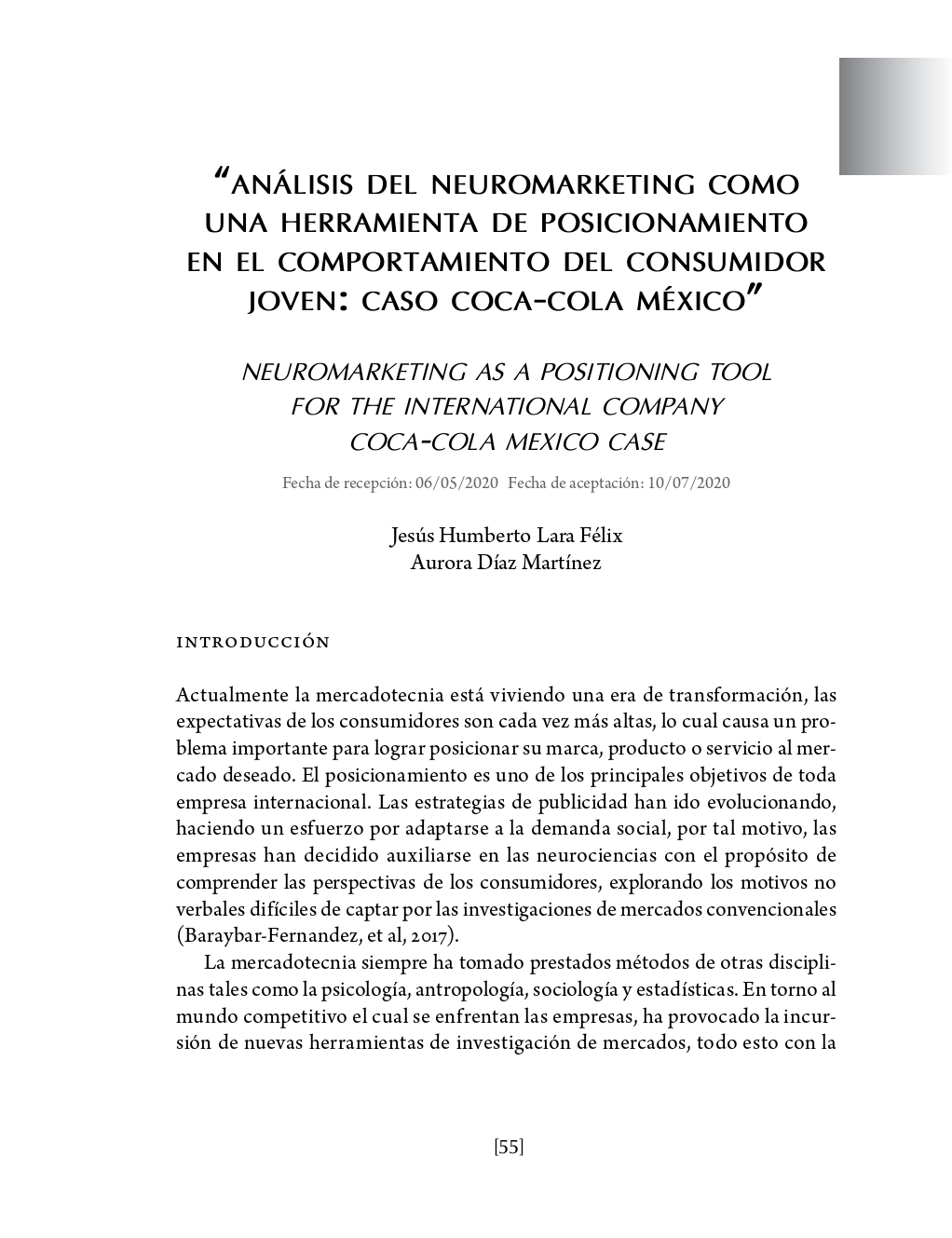 Portada “Análisis del neuromarketing como una herramienta de posicionamiento en el comportamiento del consumidor joven: caso COCA-COLA México”