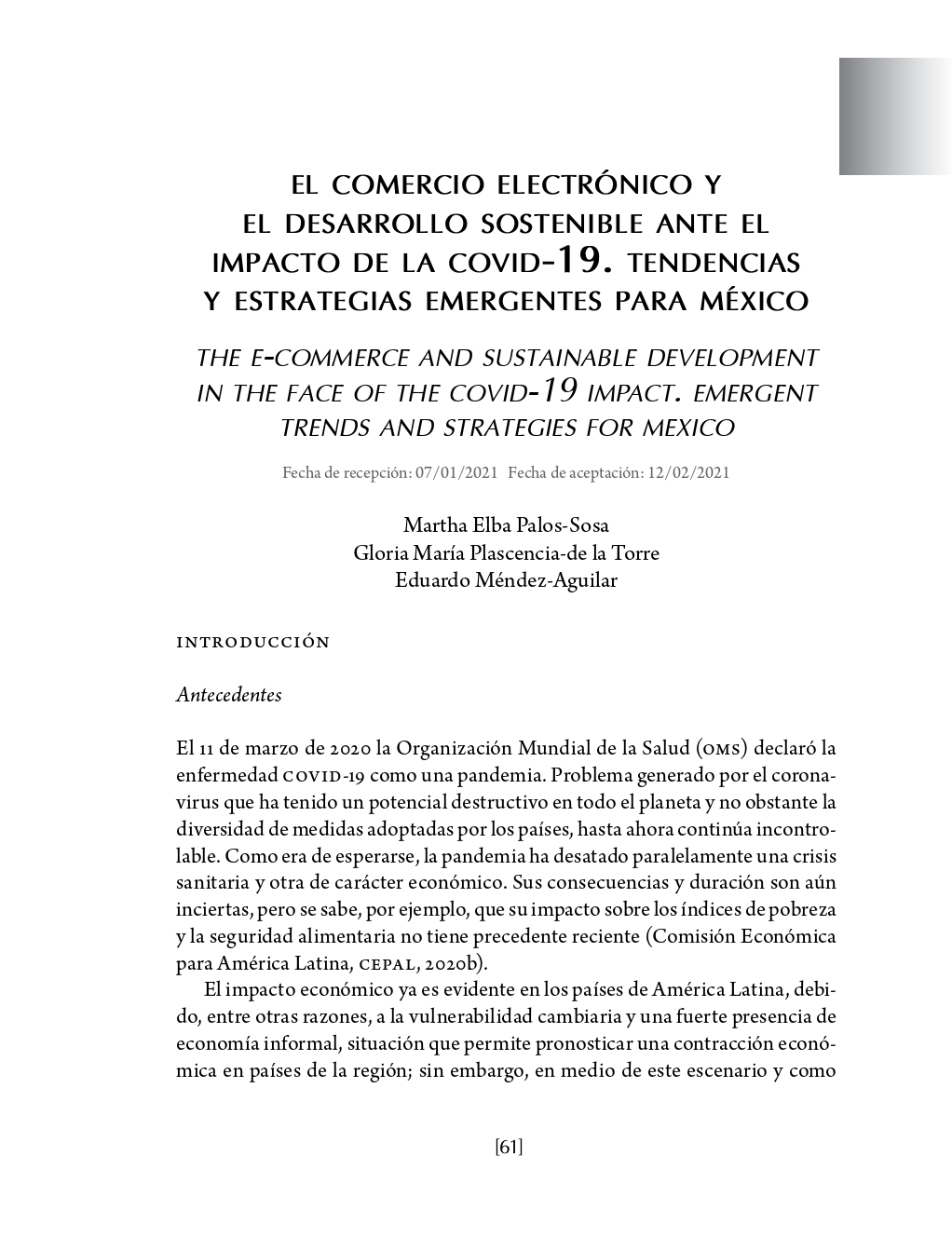 Portada El comercio electrónico y el desarrollo sostenible ante el impacto de la covid-19. Tendencias y estrategias emergentes para México