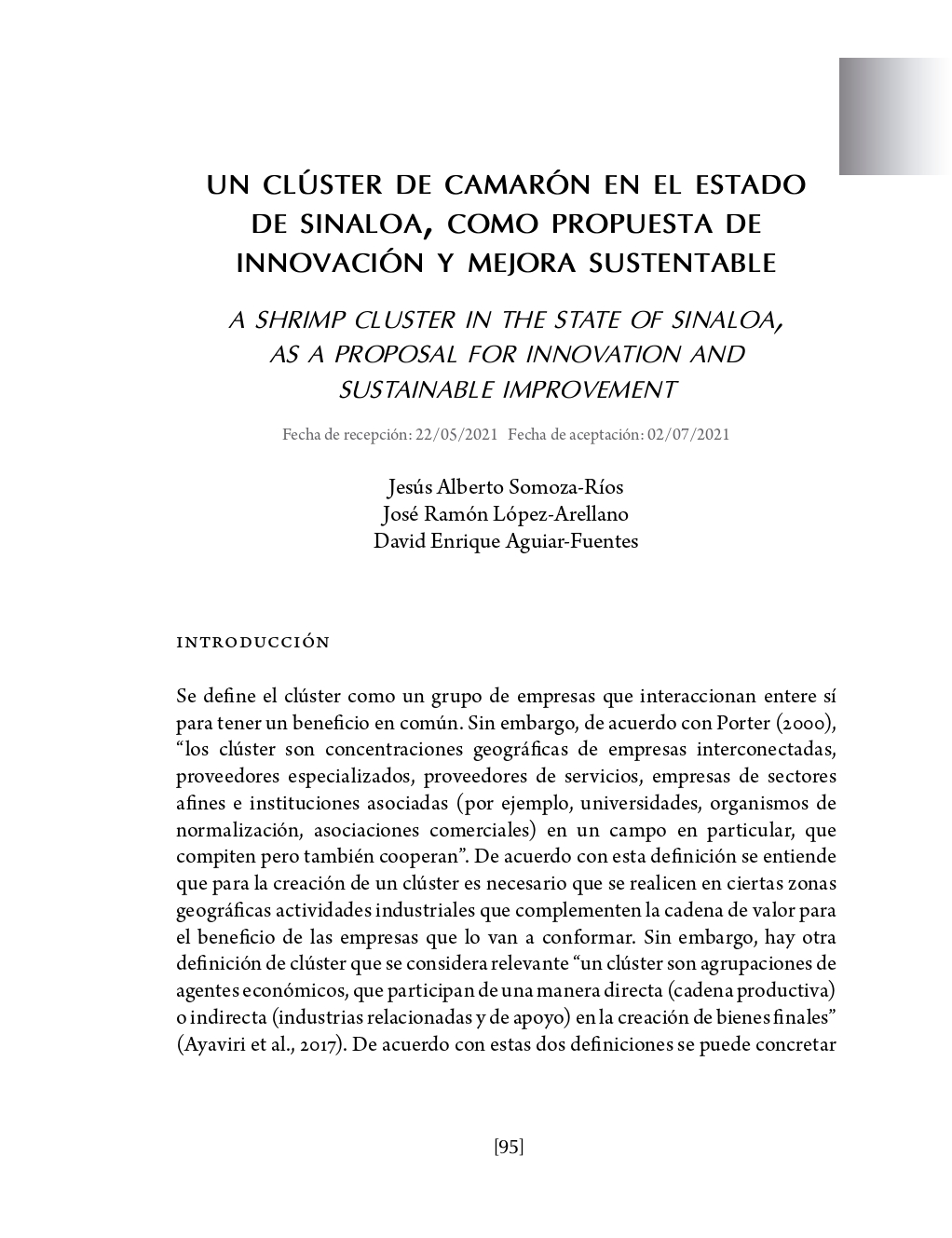 Portada Un clúster de camarón en el estado de Sinaloa, como propuesta de innovación y mejora sustentable