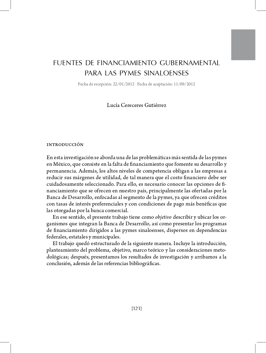 Portada Fuentes de financiamiento gubernamental para las Pymes sinaloenses