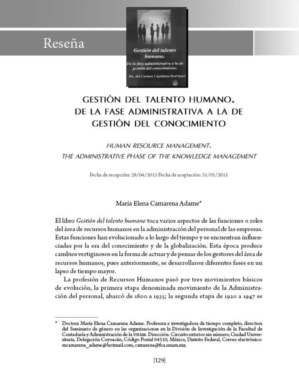 Gestión del talento Humano, de la fase administrativa a la de gestión del conocimiento