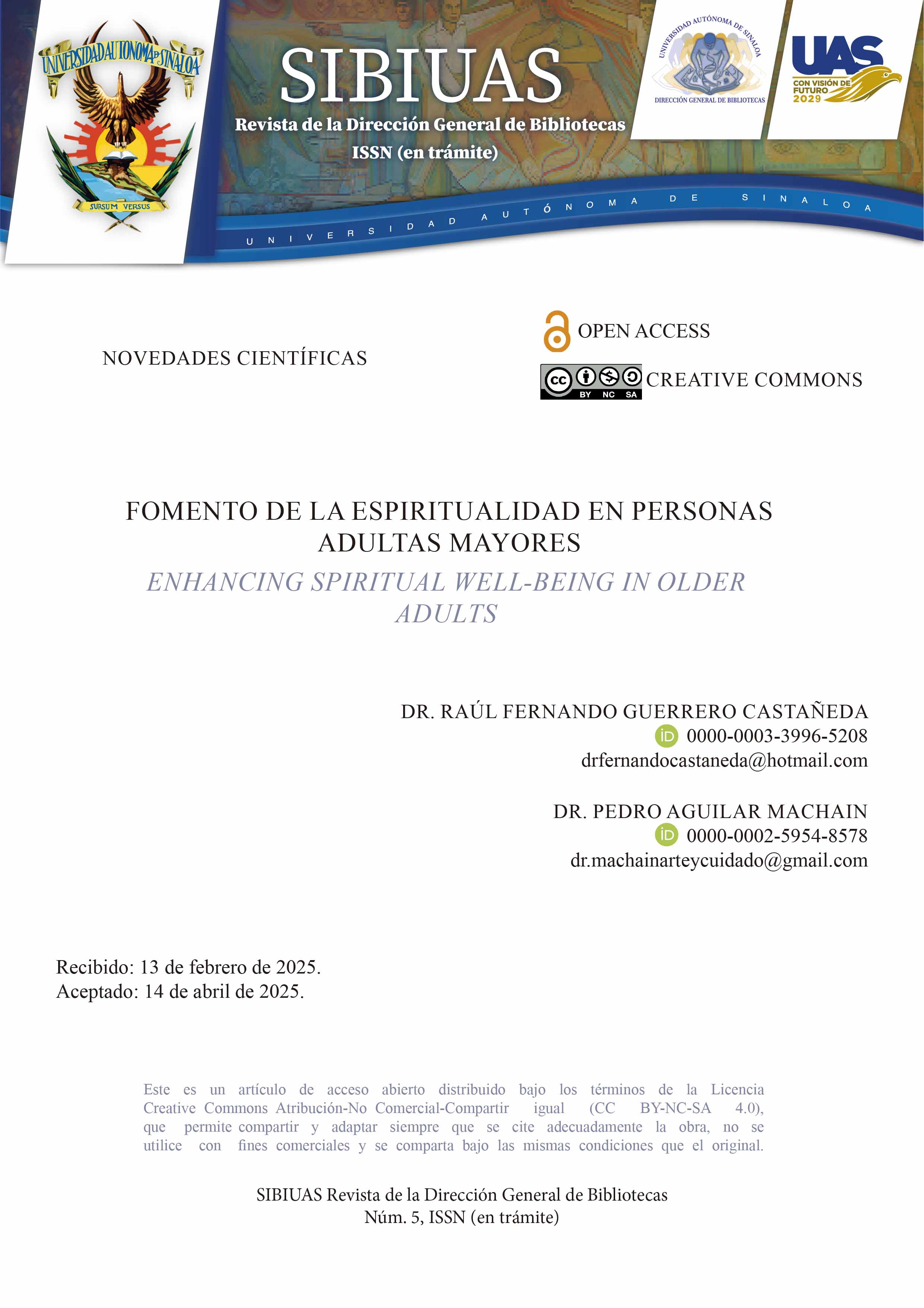 Portada Fomento de la espiritualidad en personas adultas mayores