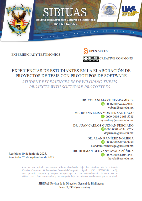 Portada Experiencias de estudiantes en la elaboración de proyectos de tesis con prototipos de software