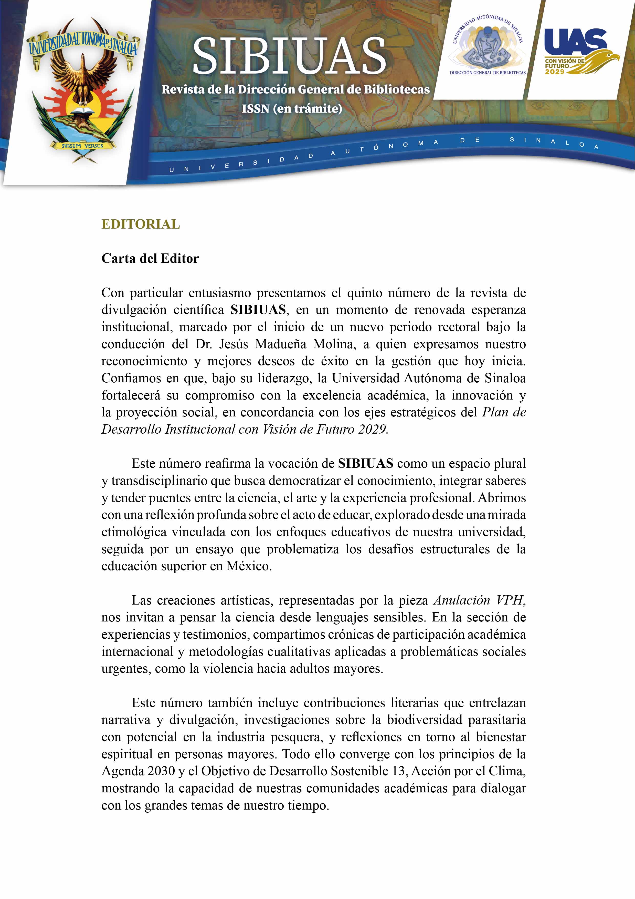Portada Carta del Editor