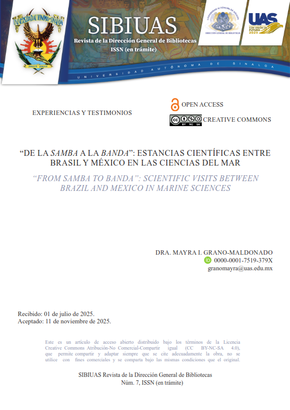 Portada: “De la samba a la banda” estancias científicas entre Brasil y México en las ciencias del mar