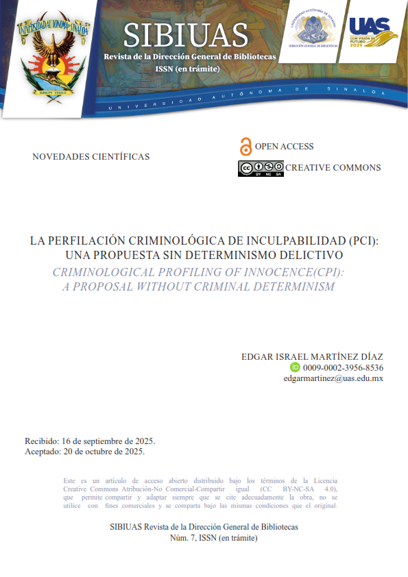 Portada: La perfilación criminológica de inculpabilidad una propuesta sin determinismo delictivo