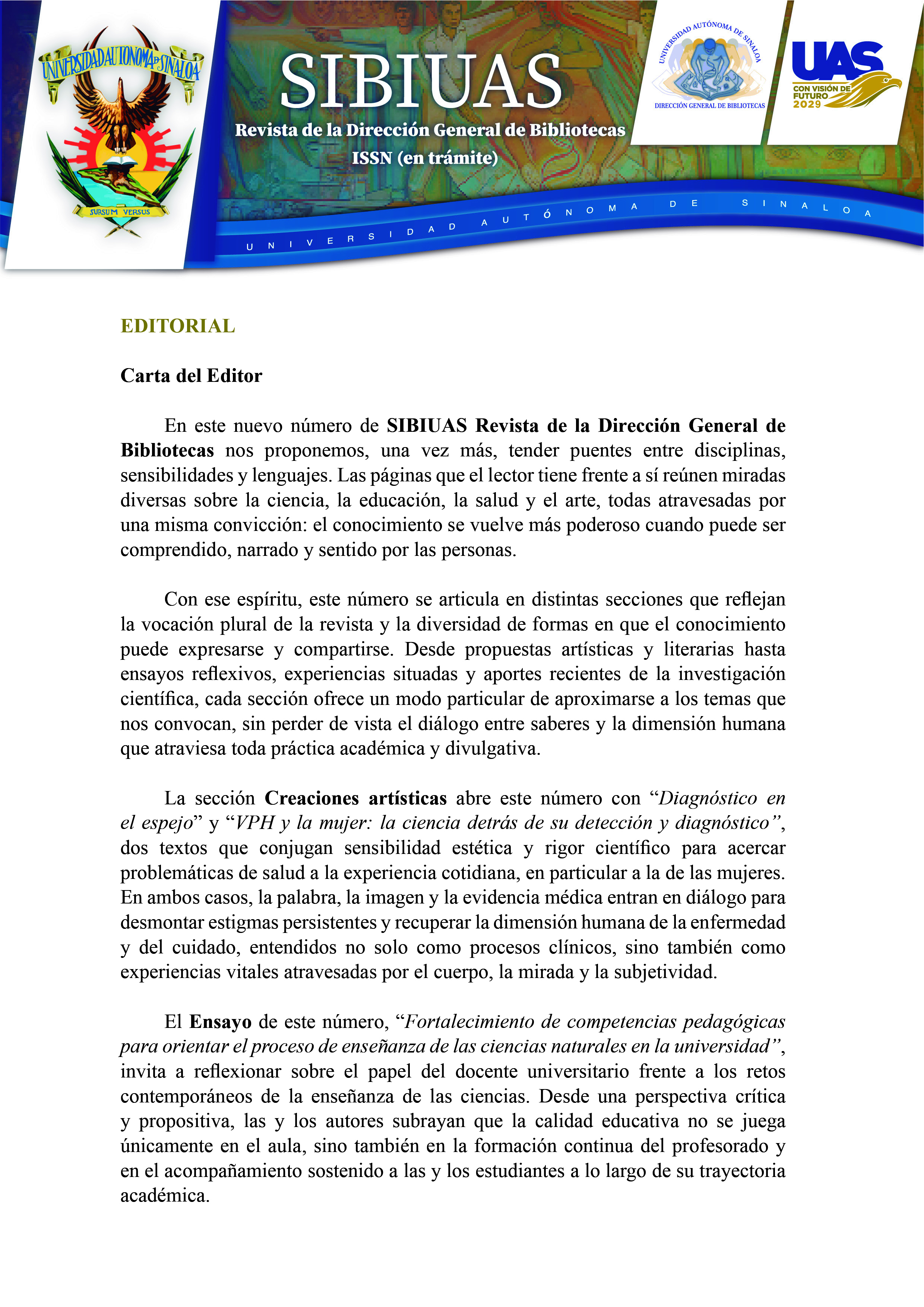 Portada Carta del Editor