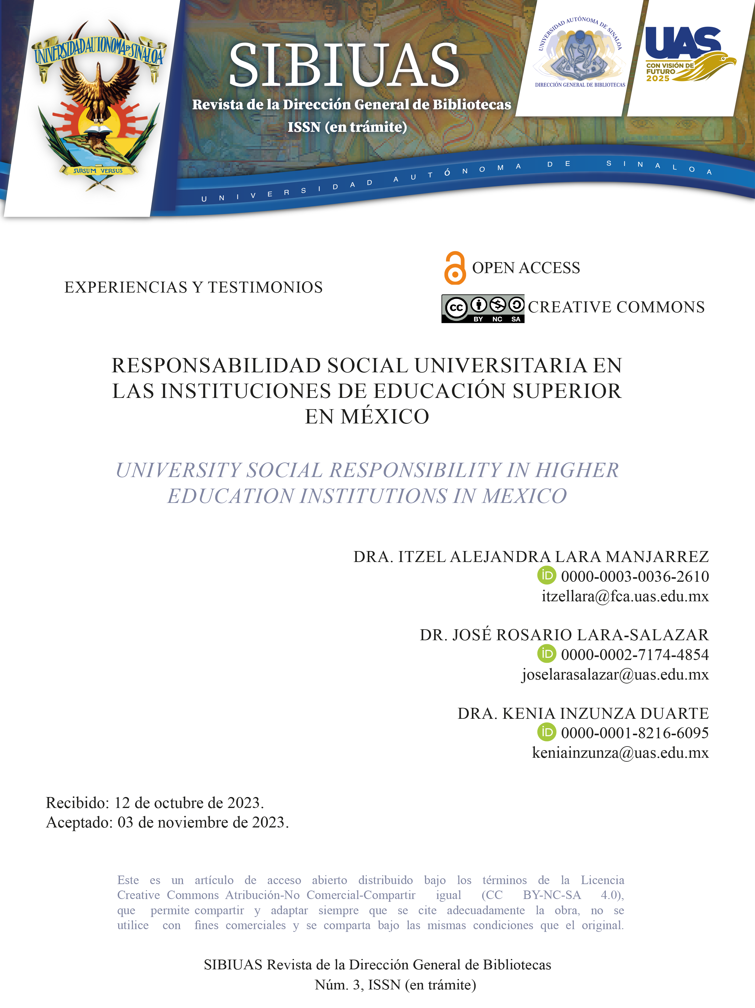 Portada Responsabilidad social universitaria en las Instituciones de Educación Superior en México