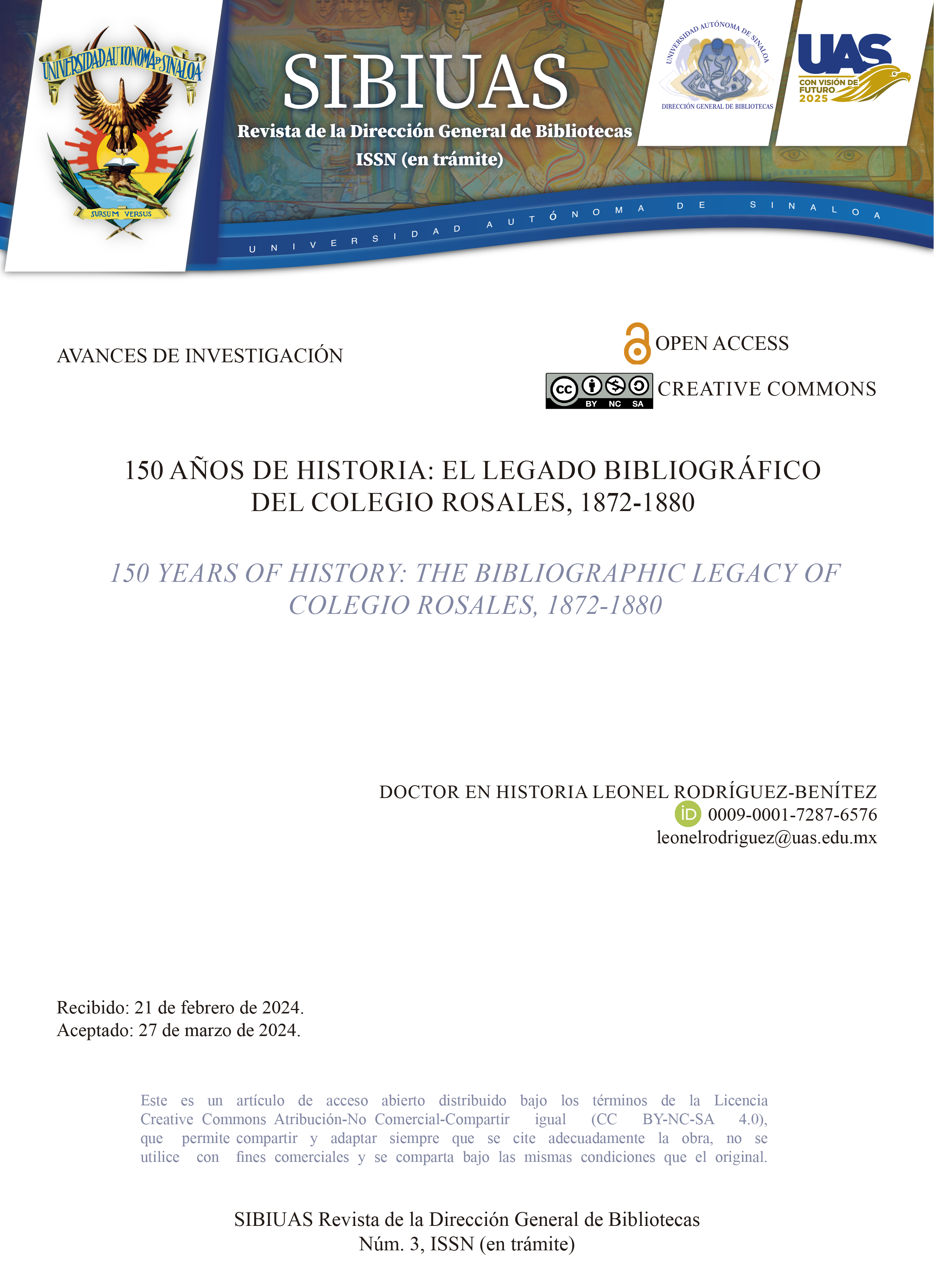 Portada 150 años de historia: El legado bibliográfico del Colegio Rosales, 1872-1880