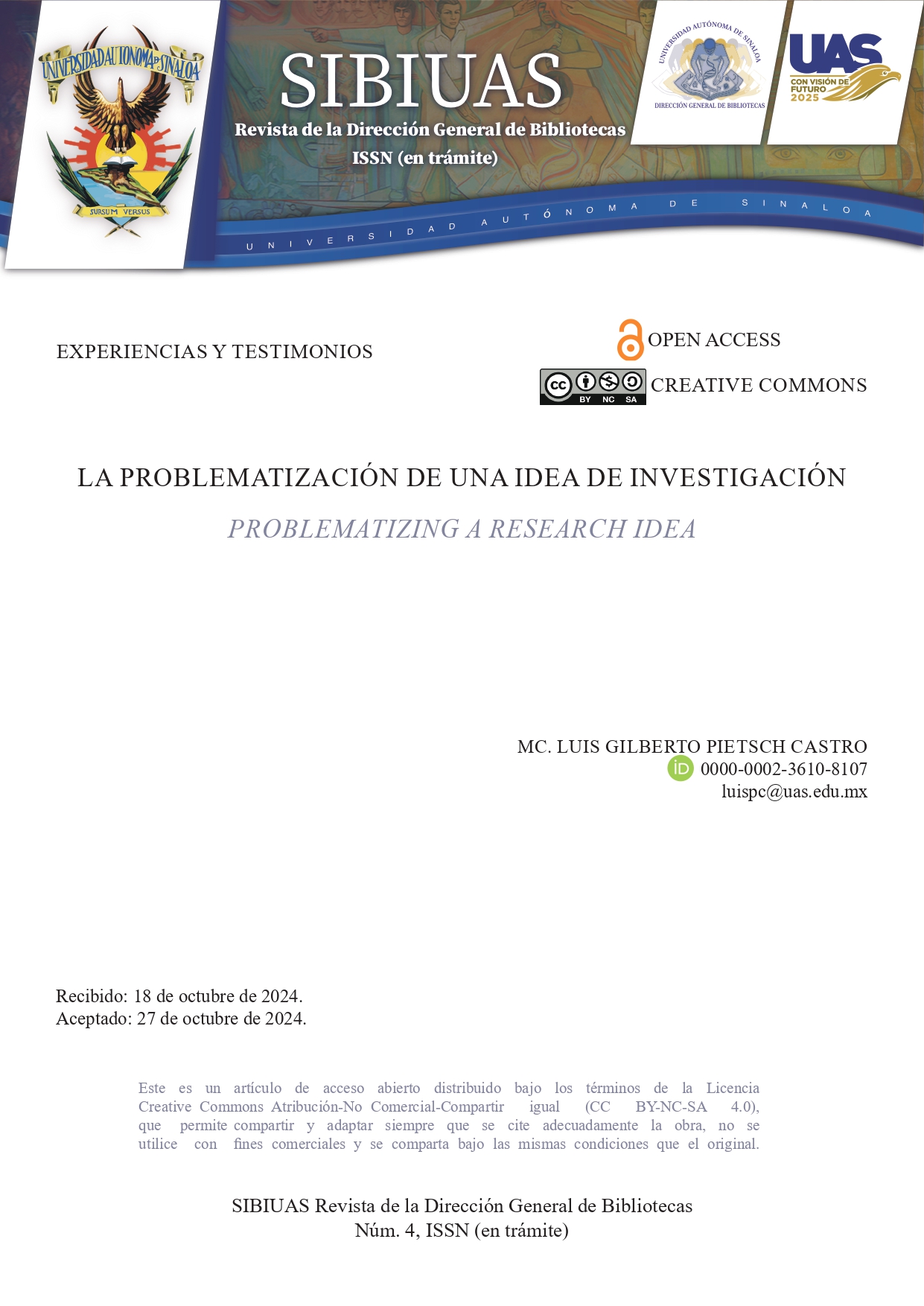 Portada La problematización de una idea de investigación