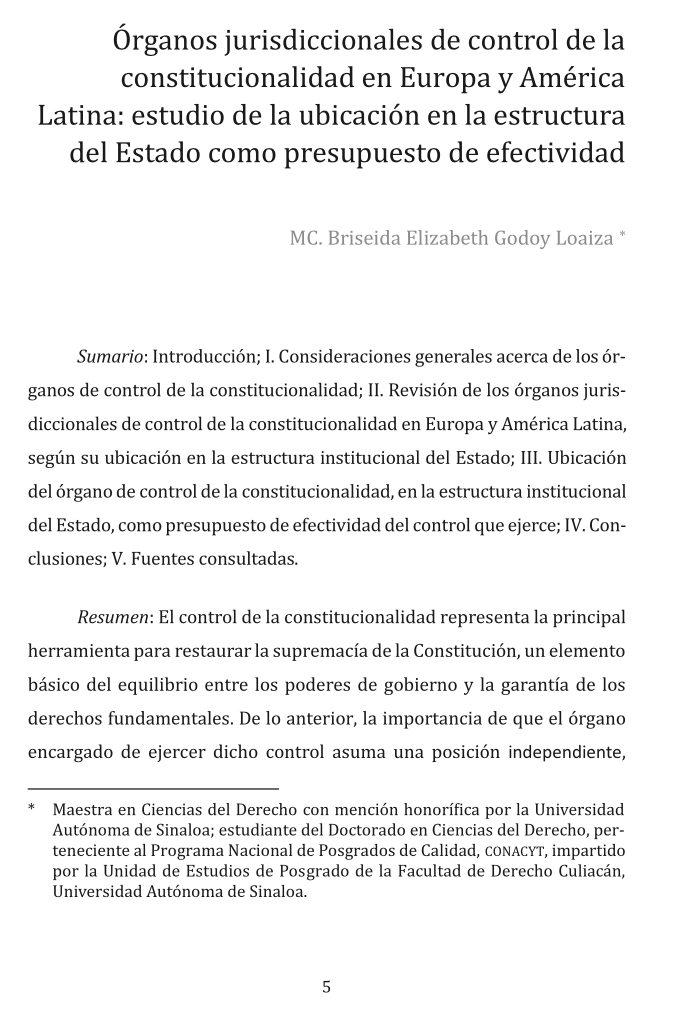 Órganos jurisdiccionales de control de la constitucionalidad en Europa y América Latina: estudios de la ubicación en la estructura del Estado como presupuesto de efectividad