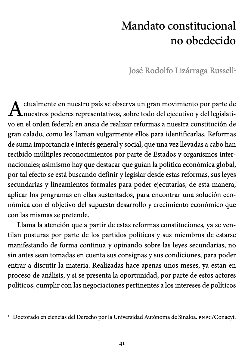 Portada JUS Revista Jurídica Cuerpo Académico de Derecho Constitucional Facultad de Derecho Culiacán