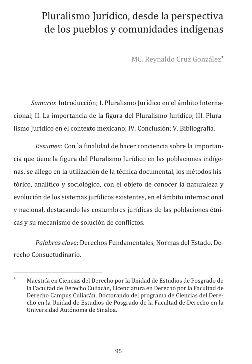 Pluralismo Jurídico, desde la perspectiva de los pueblos y comunidades indígenas