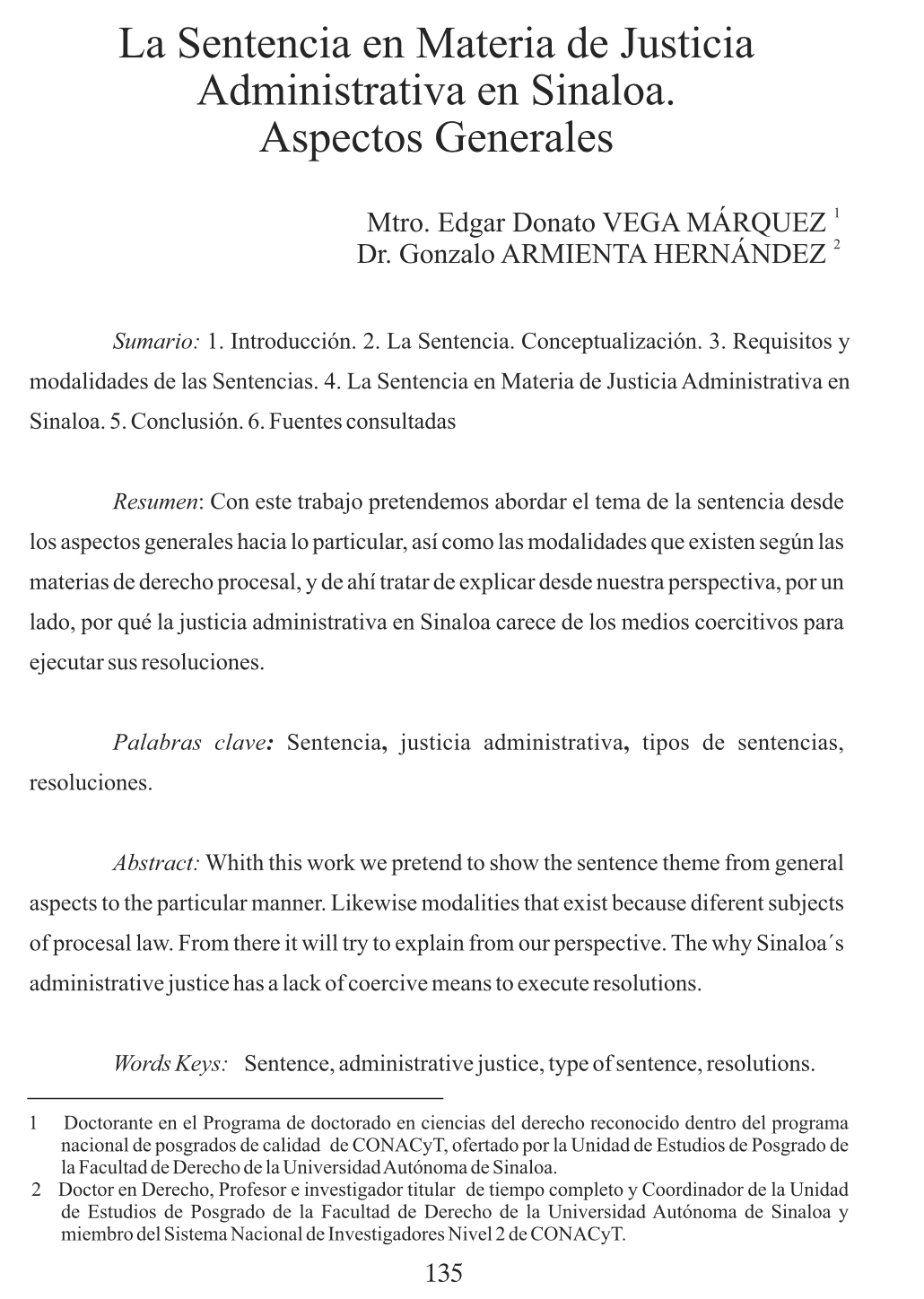 La Sentencia en Materia de Justicia Administrativa en Sinaloa. Aspectos Generales