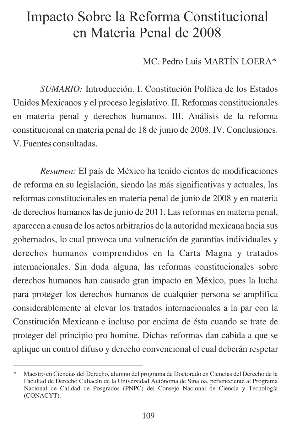 Impacto Sobre la Reforma Constitucional en Materia Penal de 2008