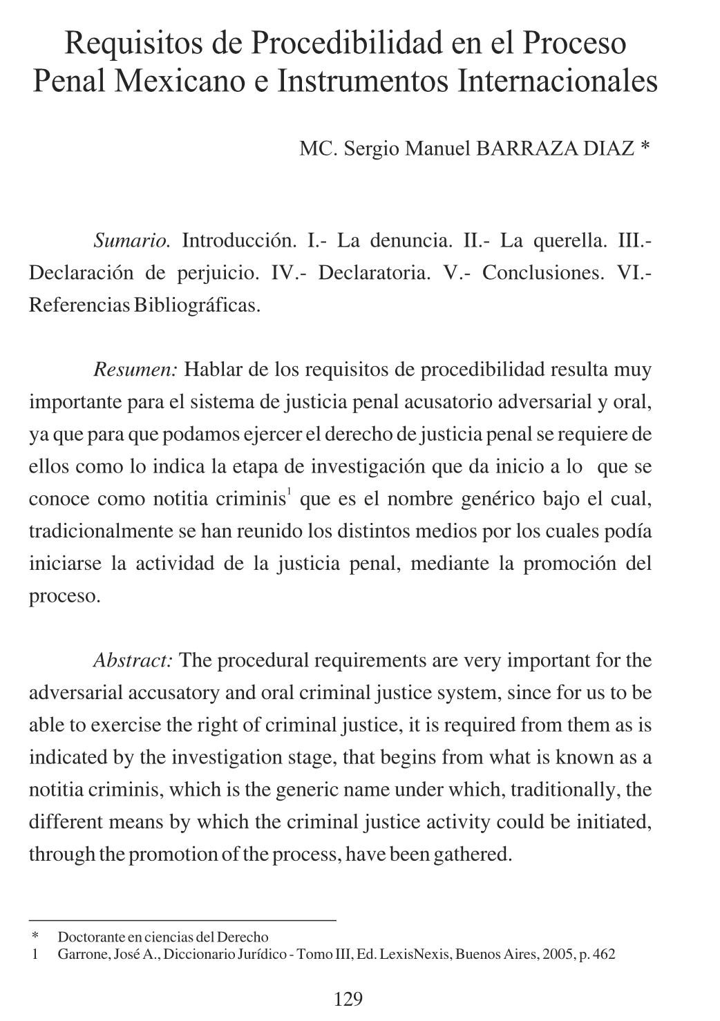 Requisitos de Procedibilidad en el Proceso Penal Mexicano e Instrumentos Internacionales