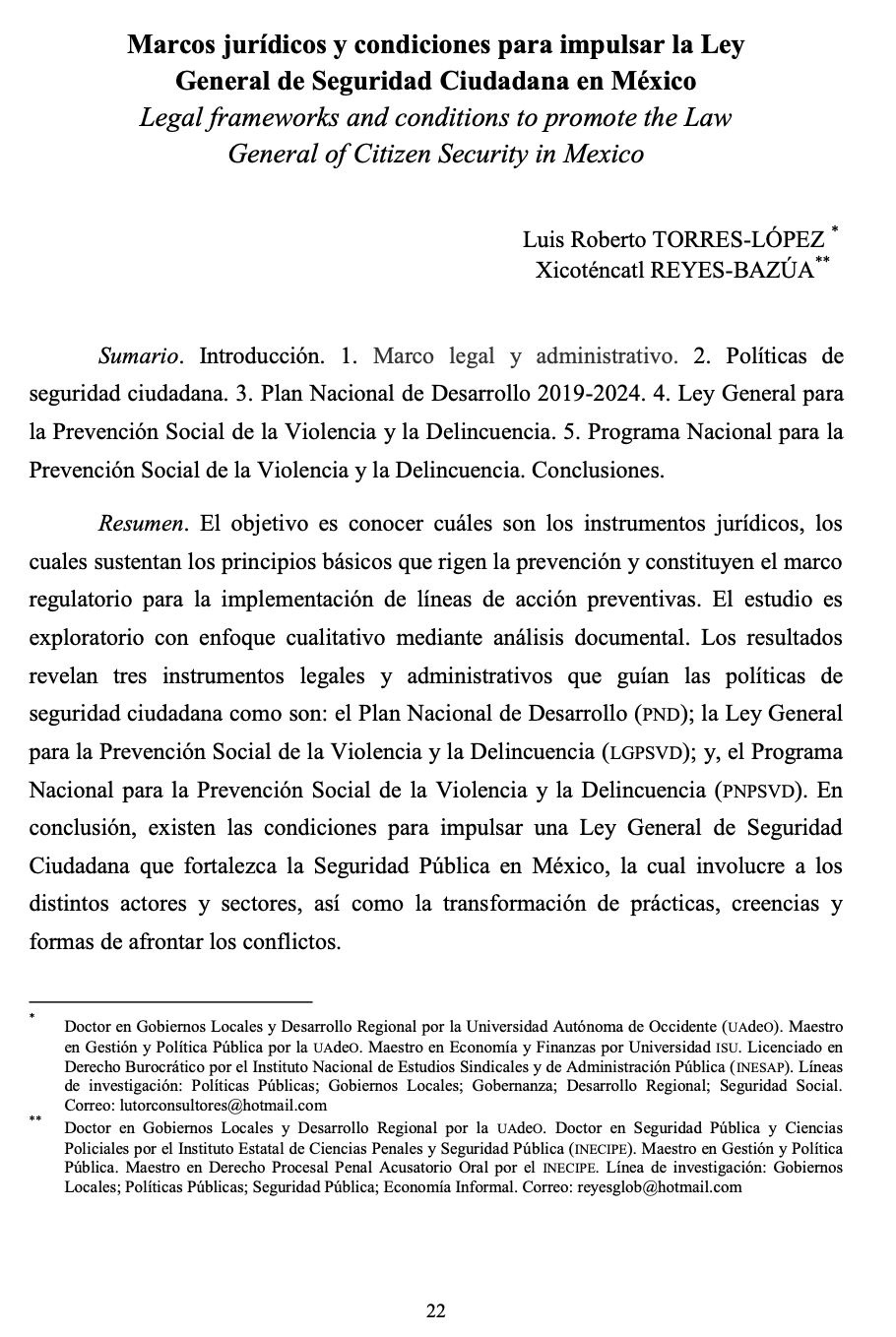 Marcos jurídicos y condiciones para impulsar la Ley General de Seguridad Ciudadana en México