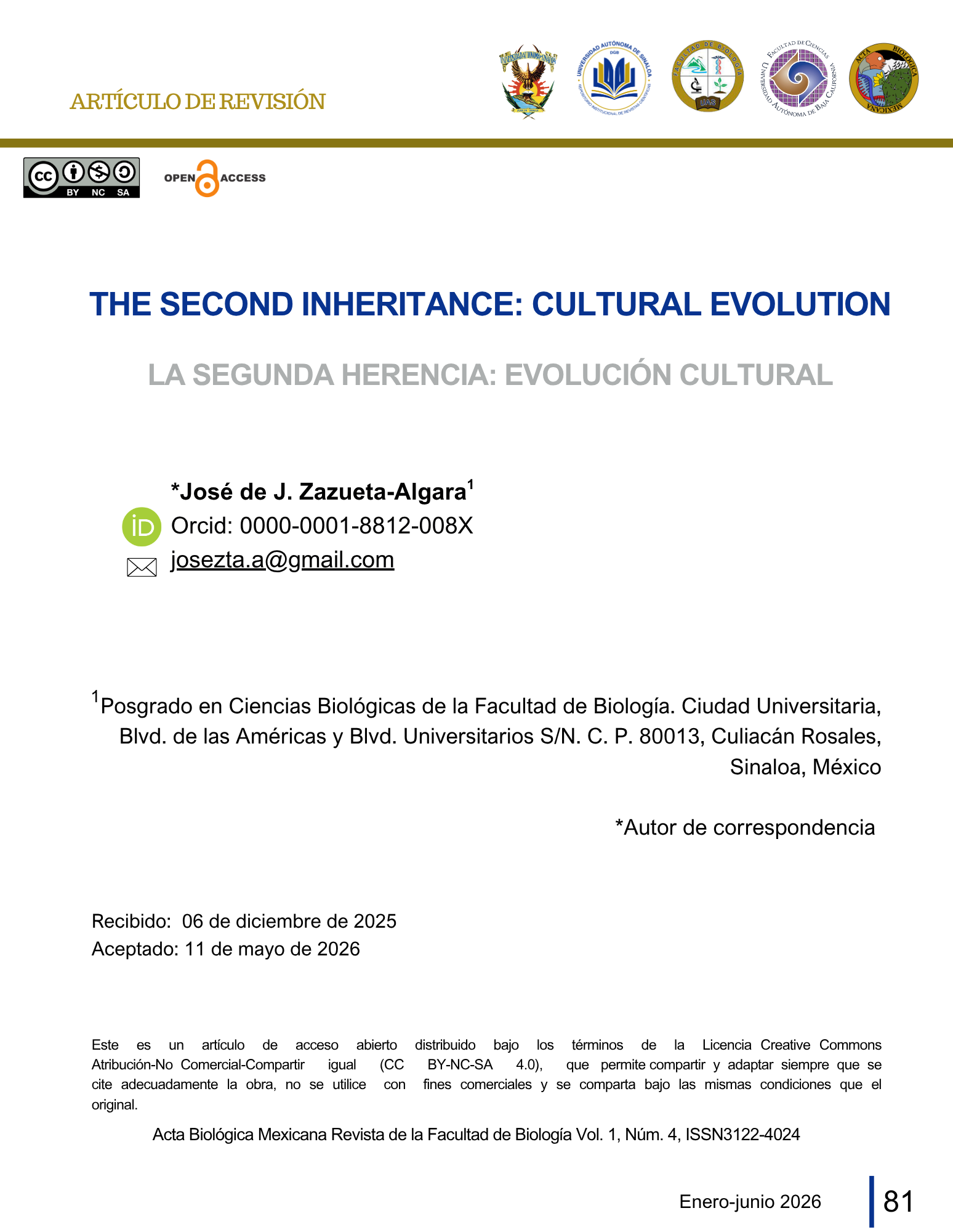 Portada Segunda herencia: evolución cultural