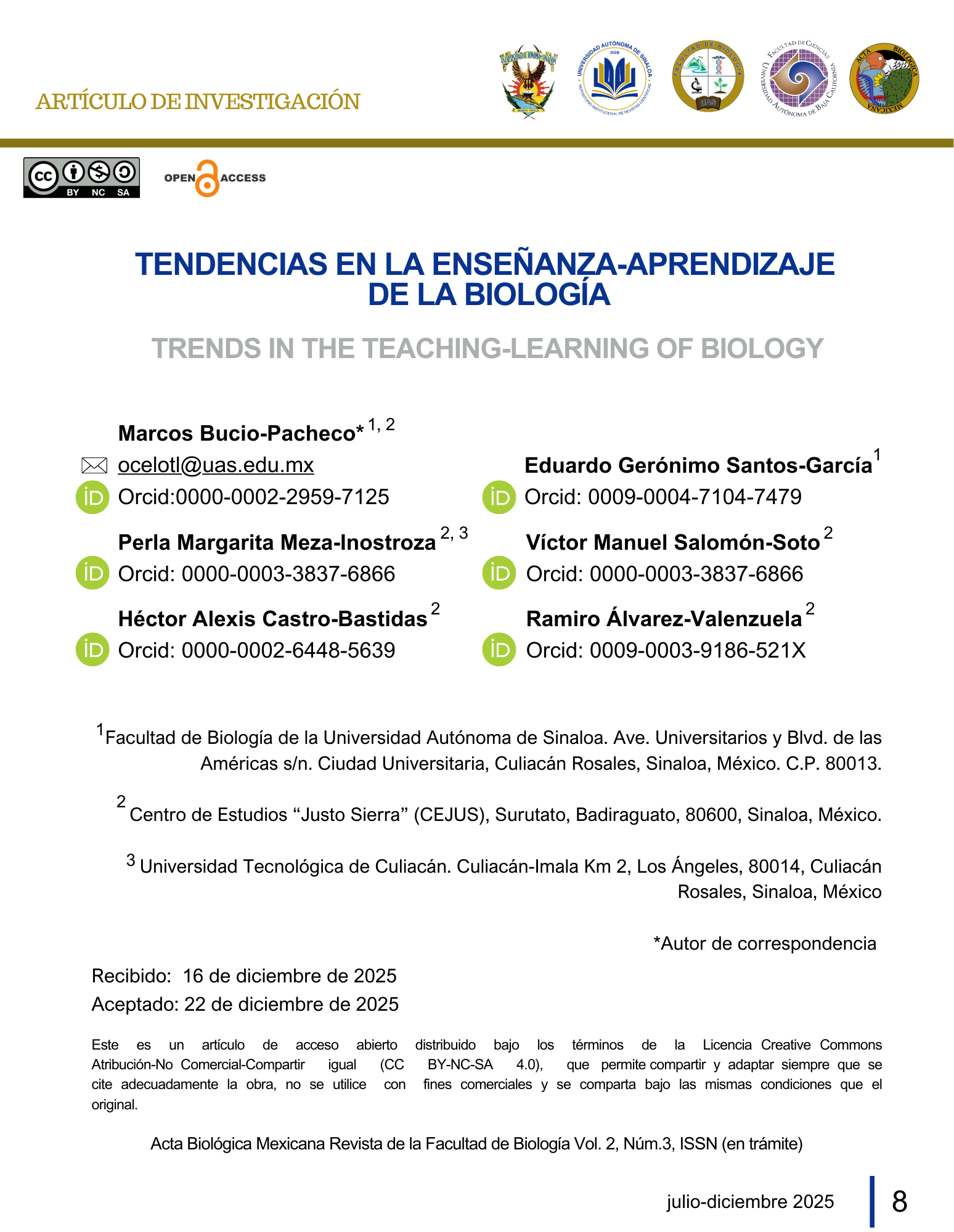 Portada Tendencias en la enseñanza-aprendizaje  de la Biología