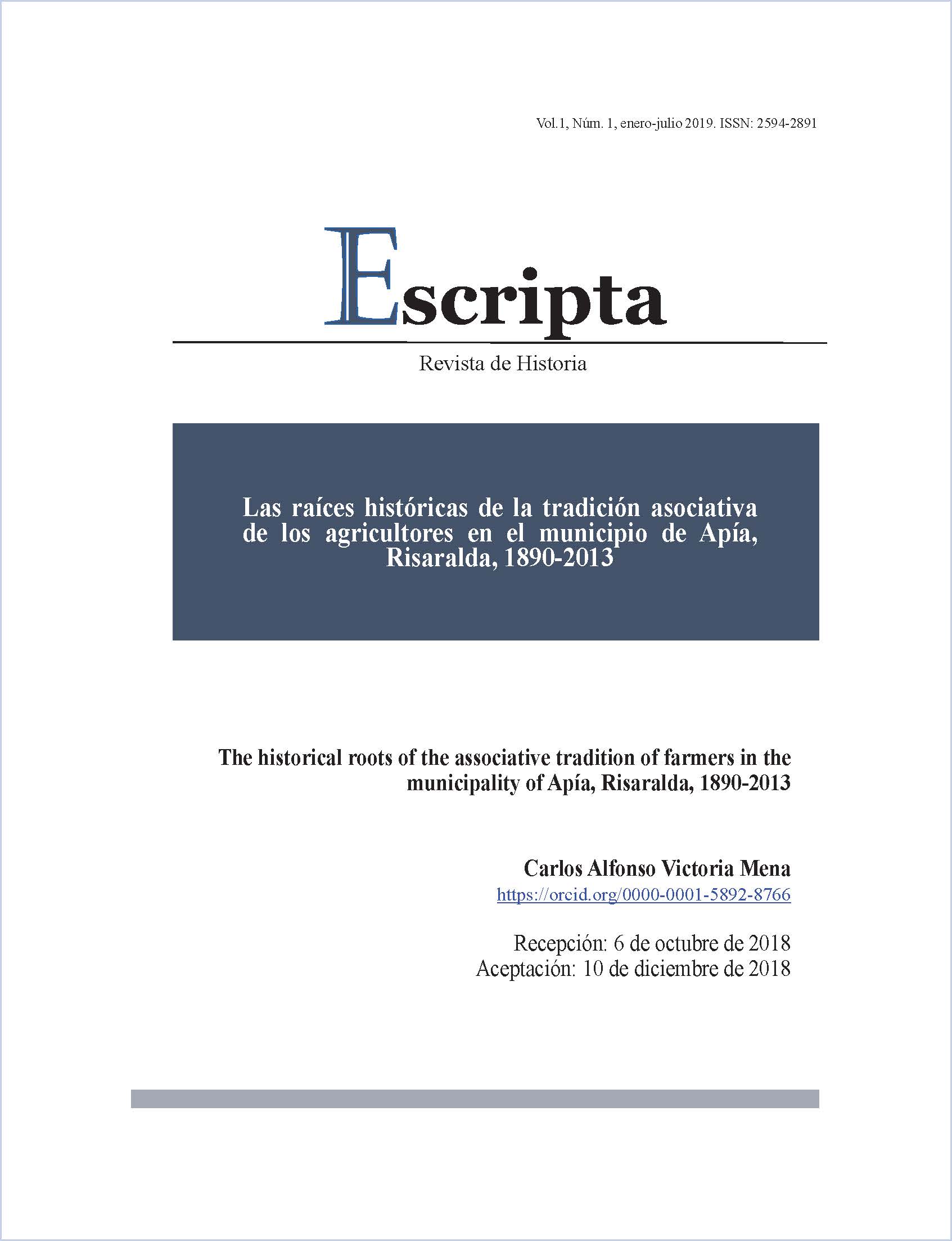 Las raíces históricas de la tradición asociativa de los agricultores en el municipio de Apía, Risaralda, 1890-2013