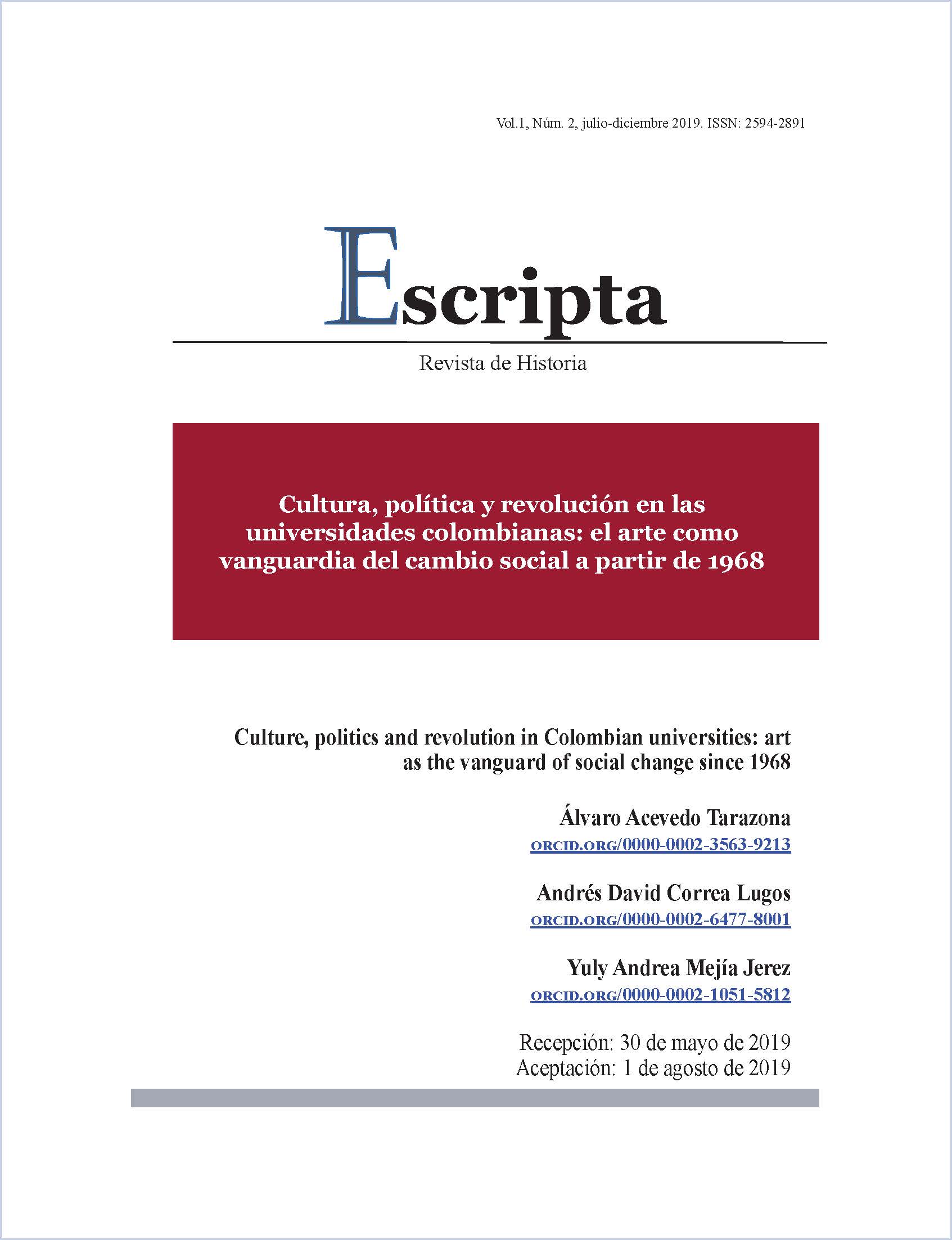 Cultura, política y revolución en las universidades colombianas: el arte como vanguardia del cambio social a partir de 1968