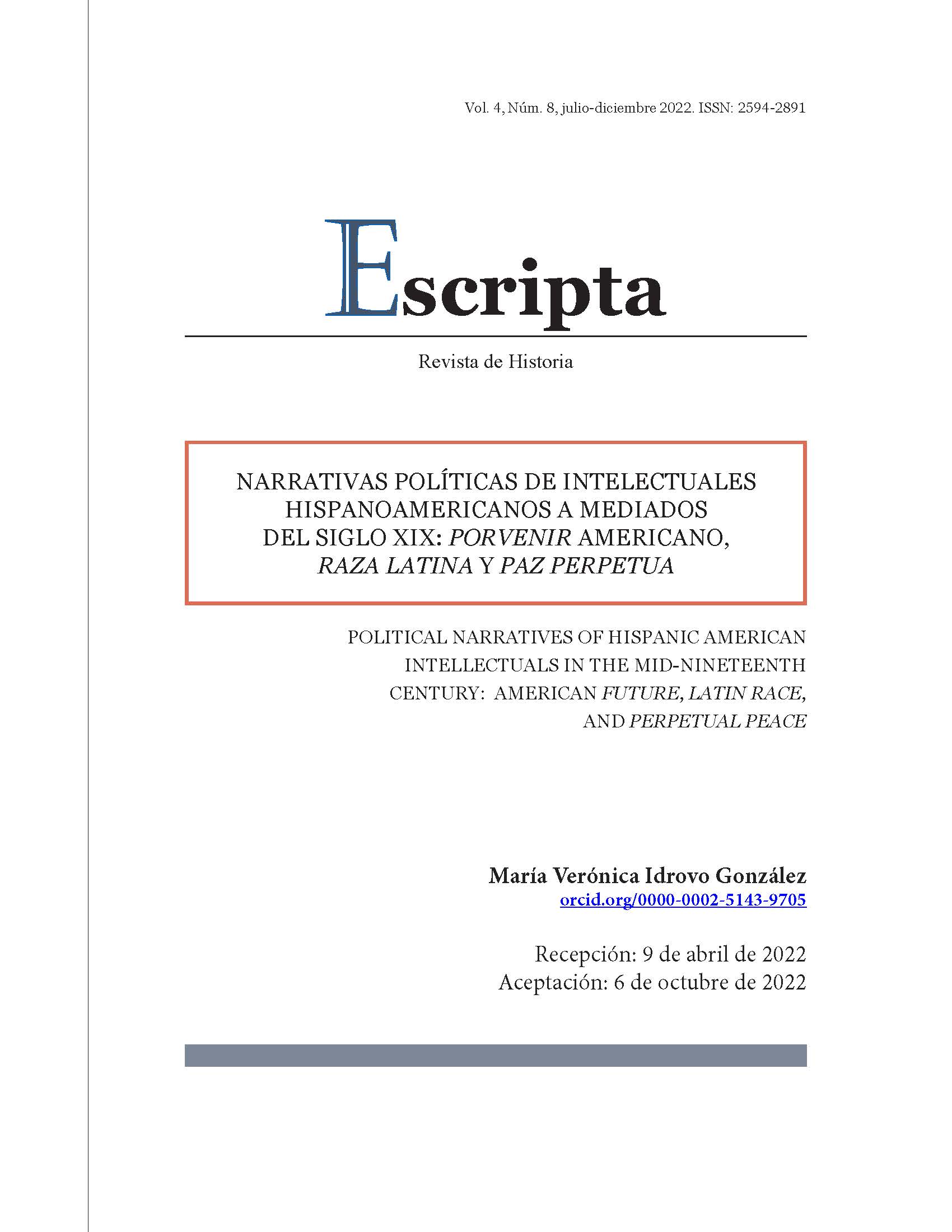 Narrativas políticas de intelectuales hispanoamericanos a mediados del siglo XIX: porvenir americano, raza latina y paz perpetua