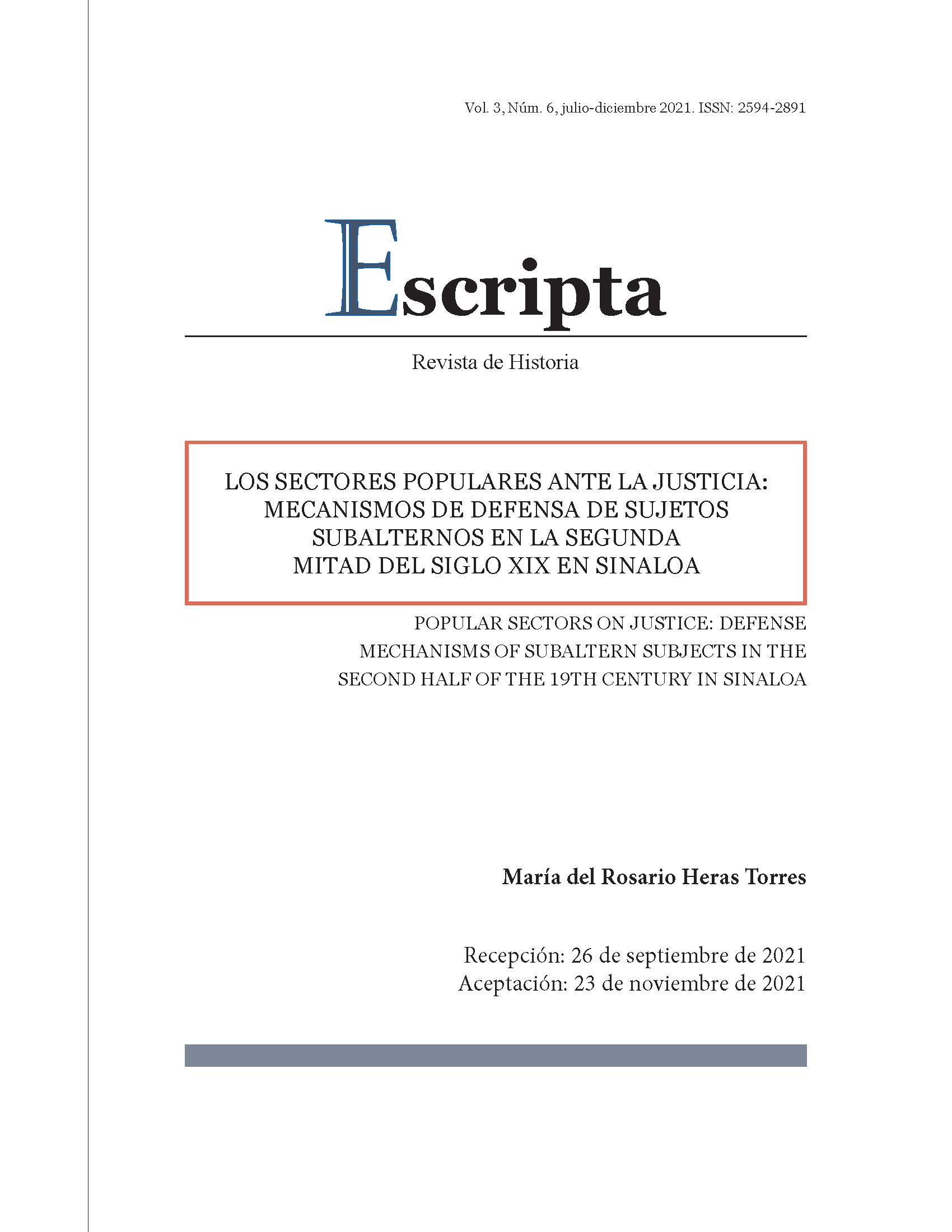 Los sectores populares ante la justicia: mecanismos de defensa de sujetos subalternos en la segunda mitad del siglo XIX en Sinaloa