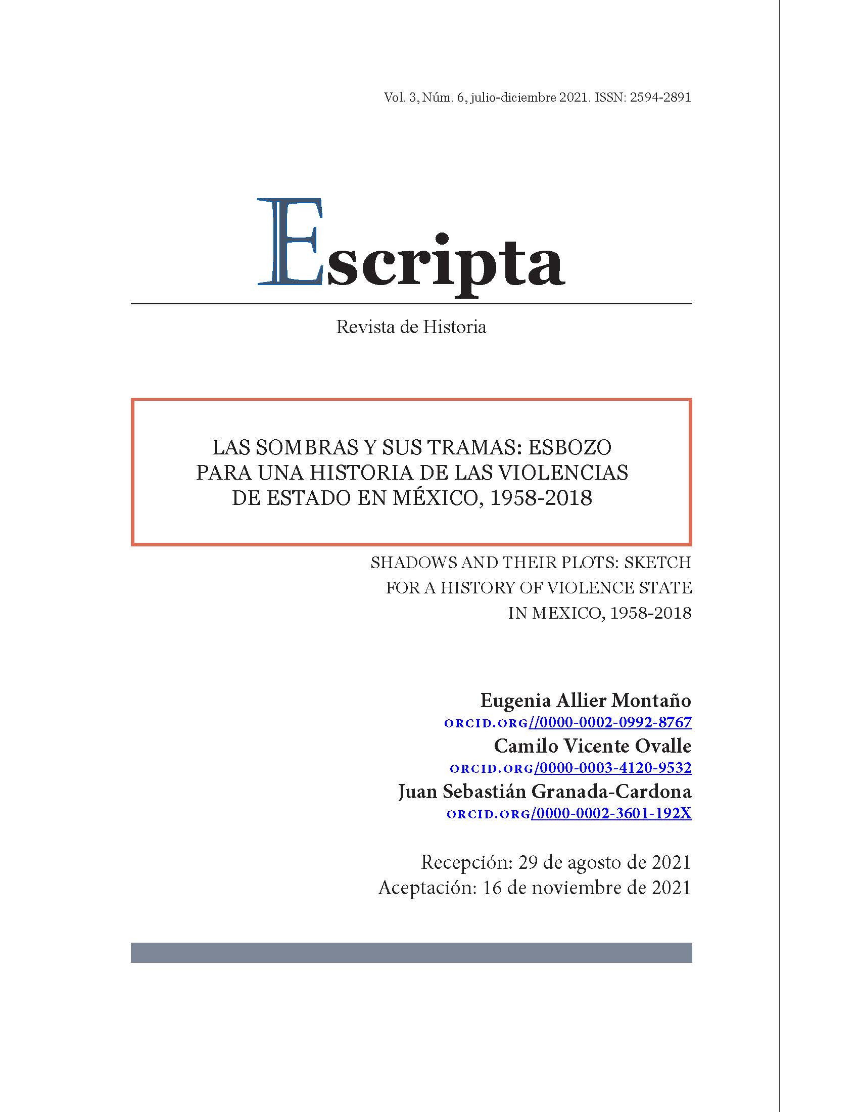 Las sombras y sus tramas: esbozo para una historia de las violencias de Estado en México, 1958-2018