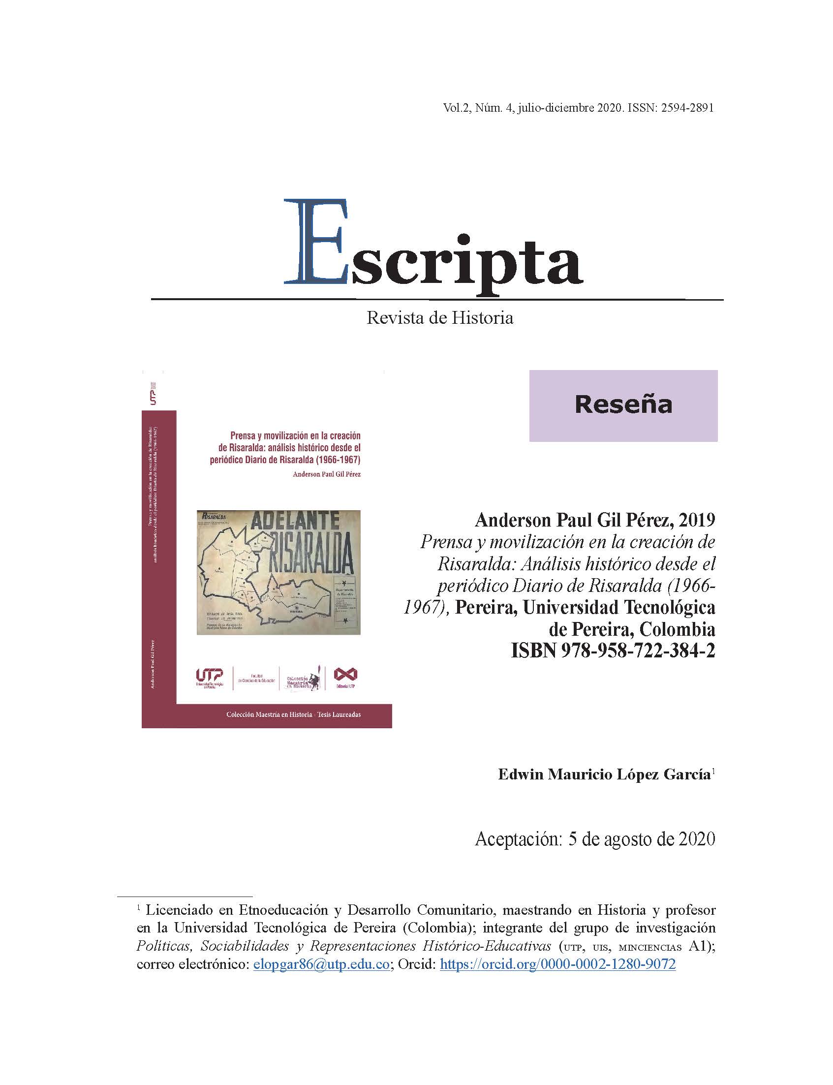 Prensa y movilización en la creación de Risaralda: Análisis histórico desde el periódico Diario de Risaralda (1966- 1967),