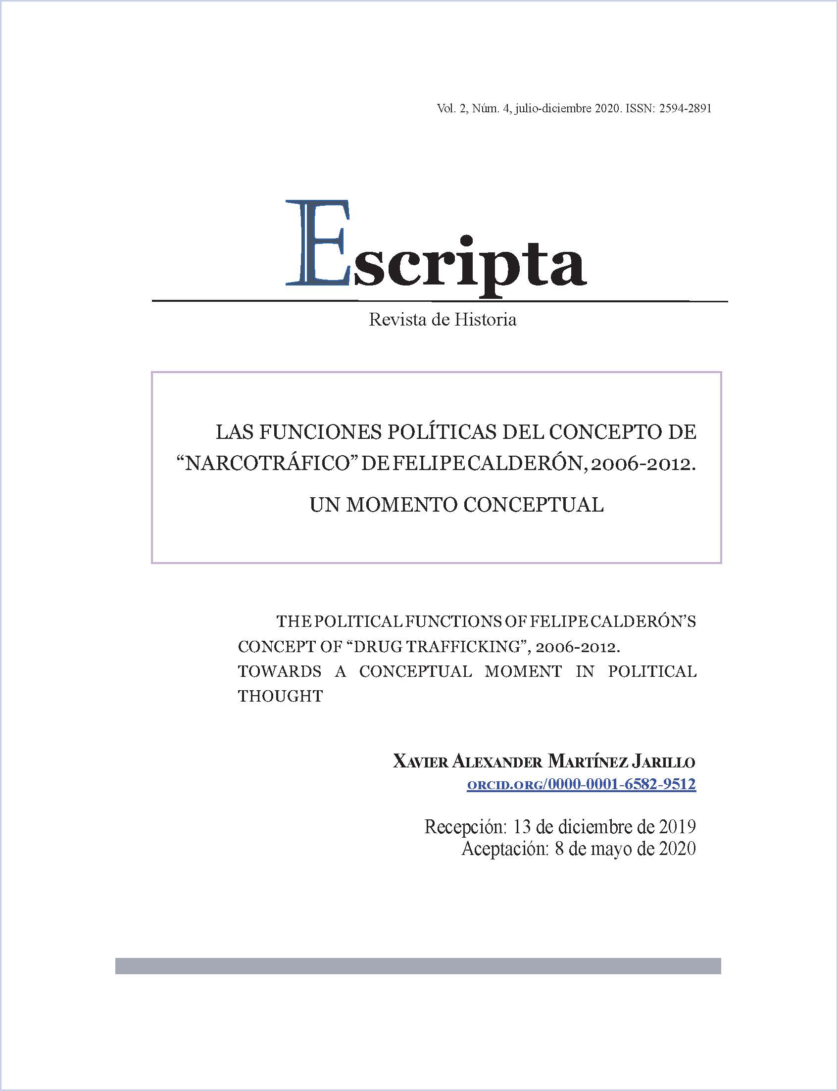 Las funciones políticas del concepto de “narcotráfico” de Felipe Calderón, 2006-2012. Un momento conceptual