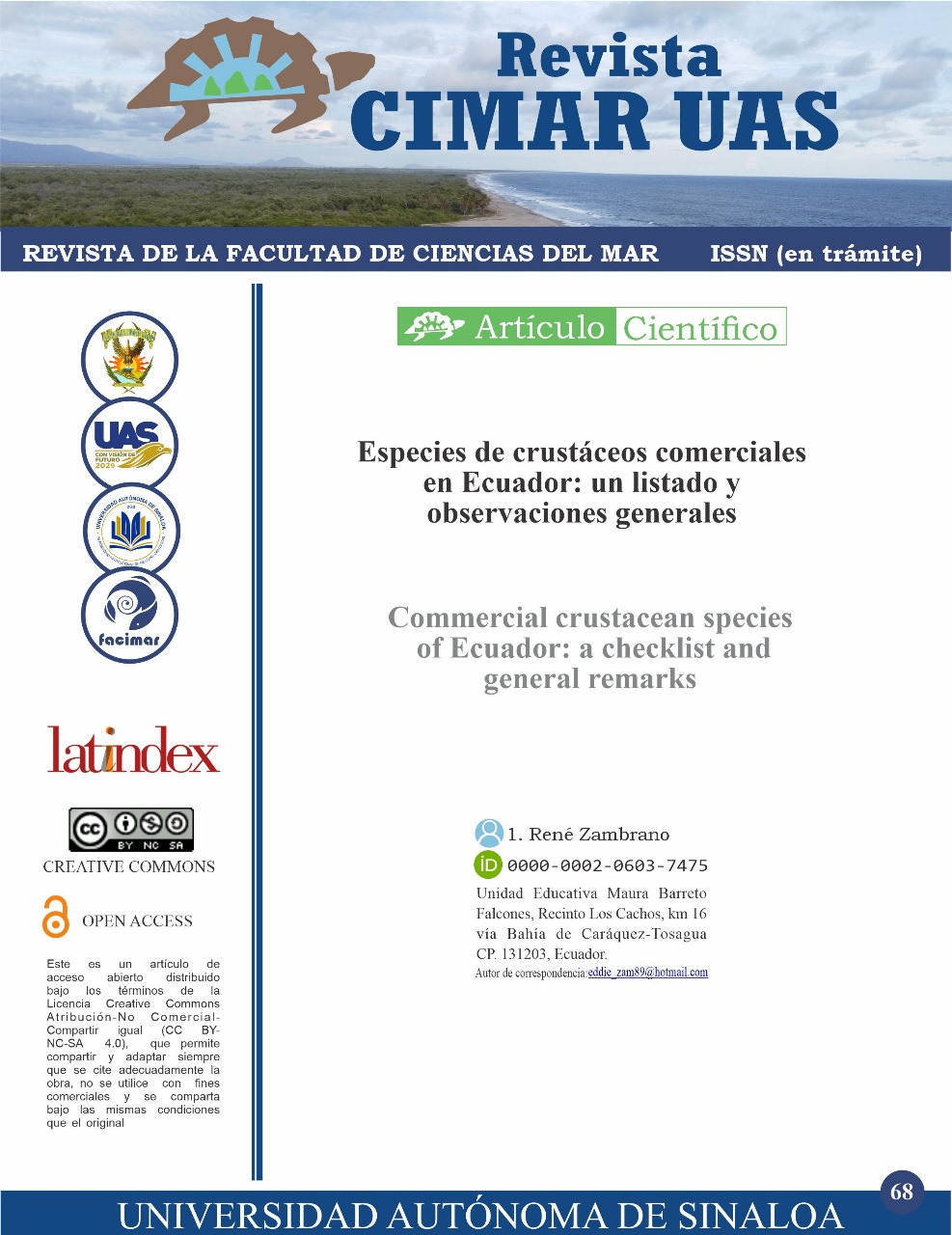 Especies de crustáceos comercialesen Ecuador: un listado y observaciones generales