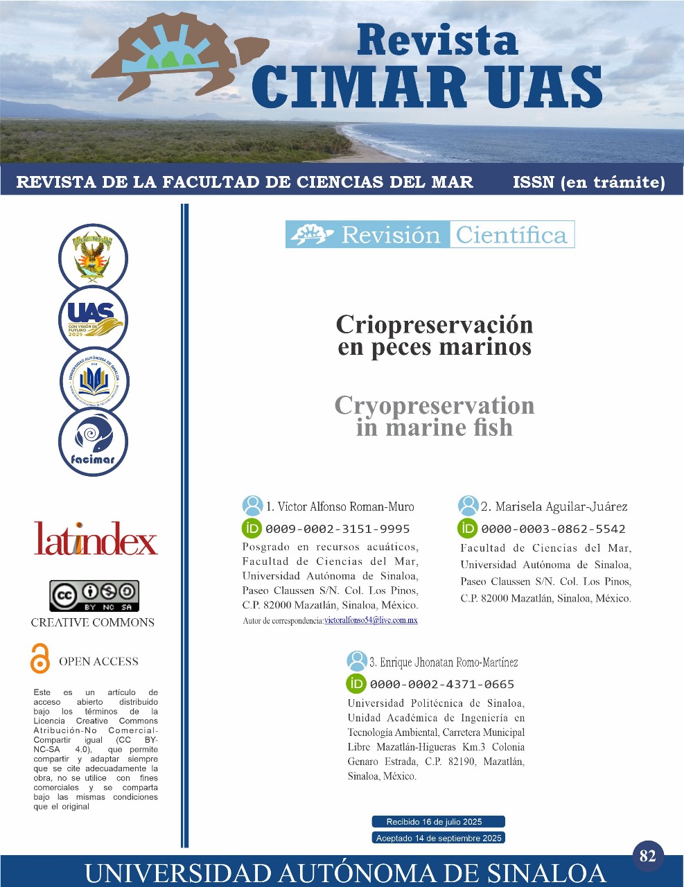 Criopreservación en peces marinos