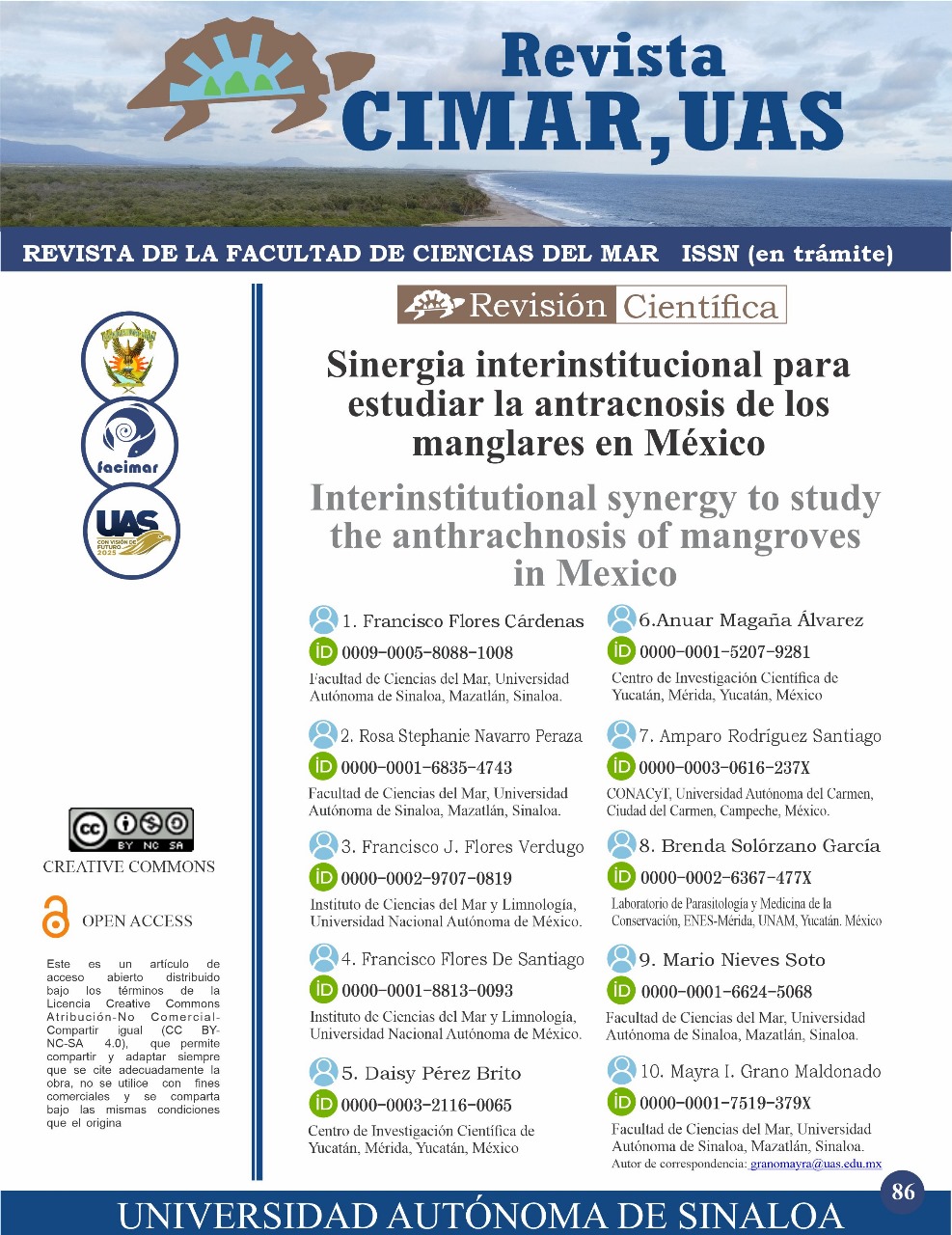 Sinergia interinstitucional para estudiar la antracnosis de los manglares en México