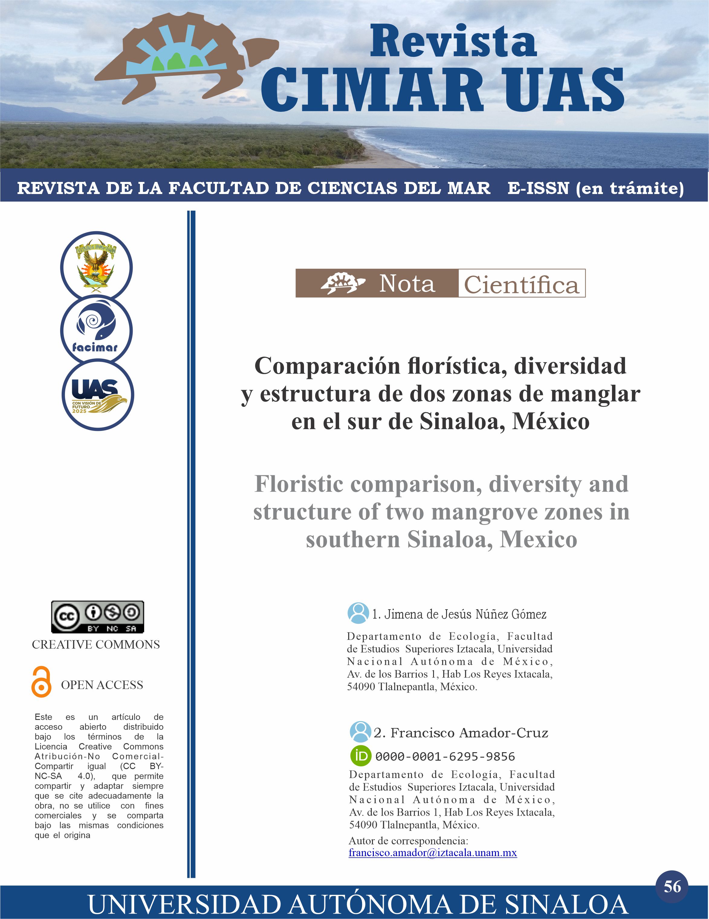 Comparación florística, diversidad y estructura de dos comunidades de manglar en el sur de Sinaloa, México