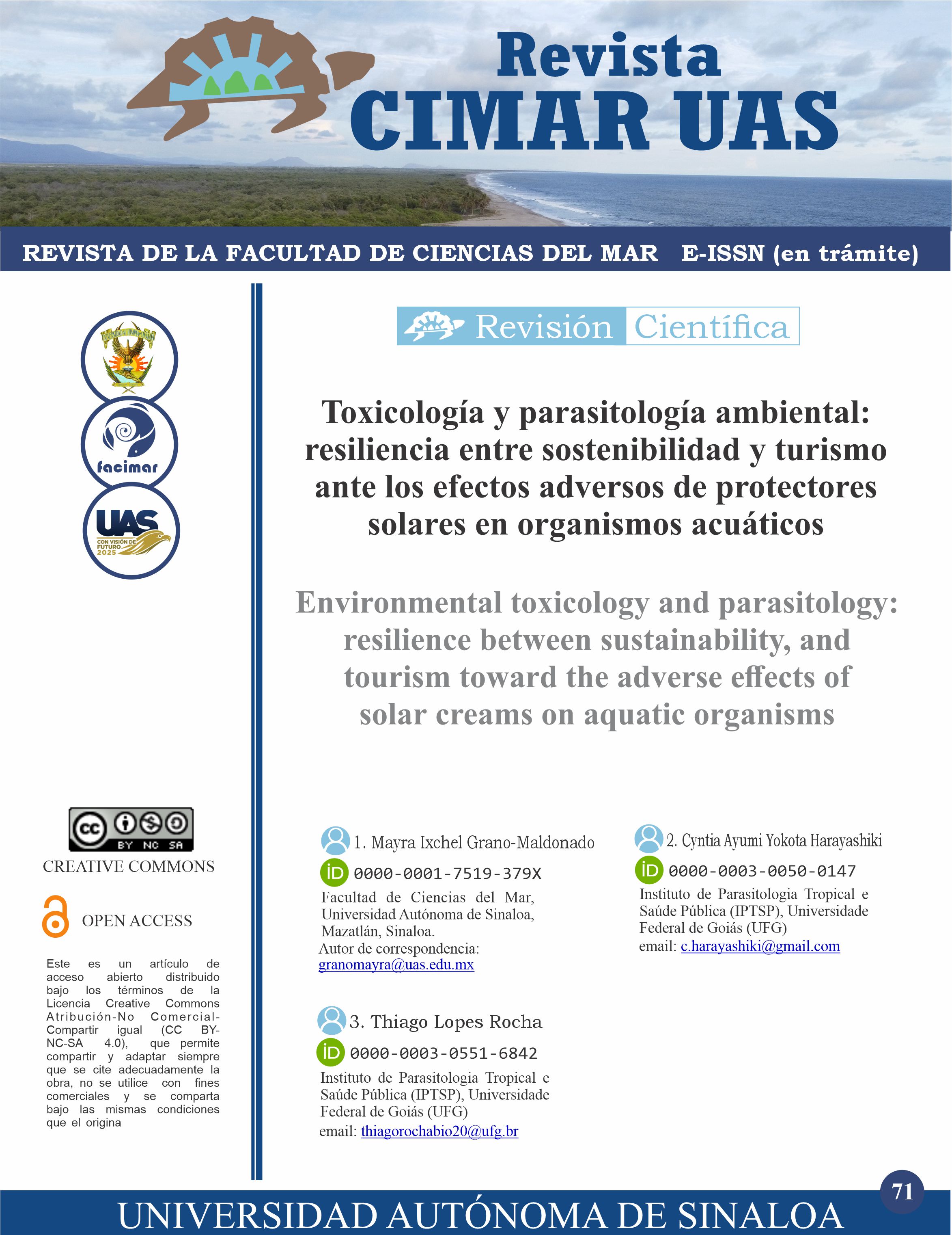 Toxicología y parasitología ambiental: resiliencia entre sostenibilidad y turismo ante los efectos adversos de protectores solares en organismos acuáticos