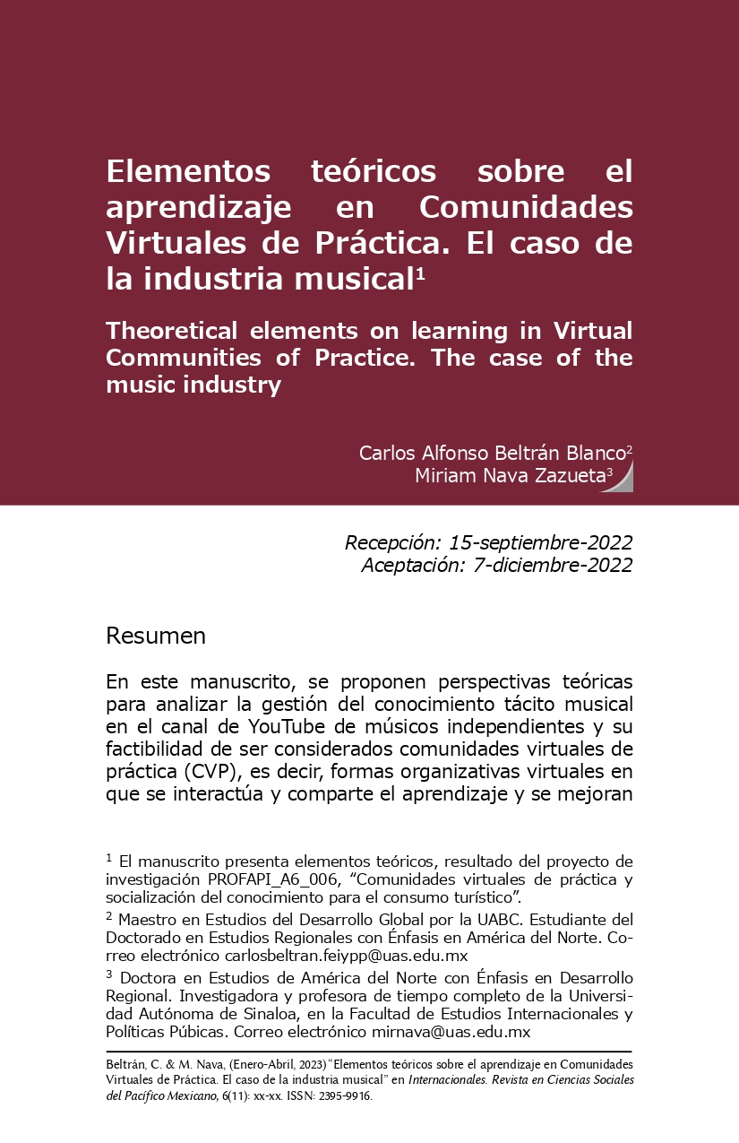 Elementos teóricos sobre el aprendizaje en Comunidades Virtuales de Práctica. El caso de la industria musical1